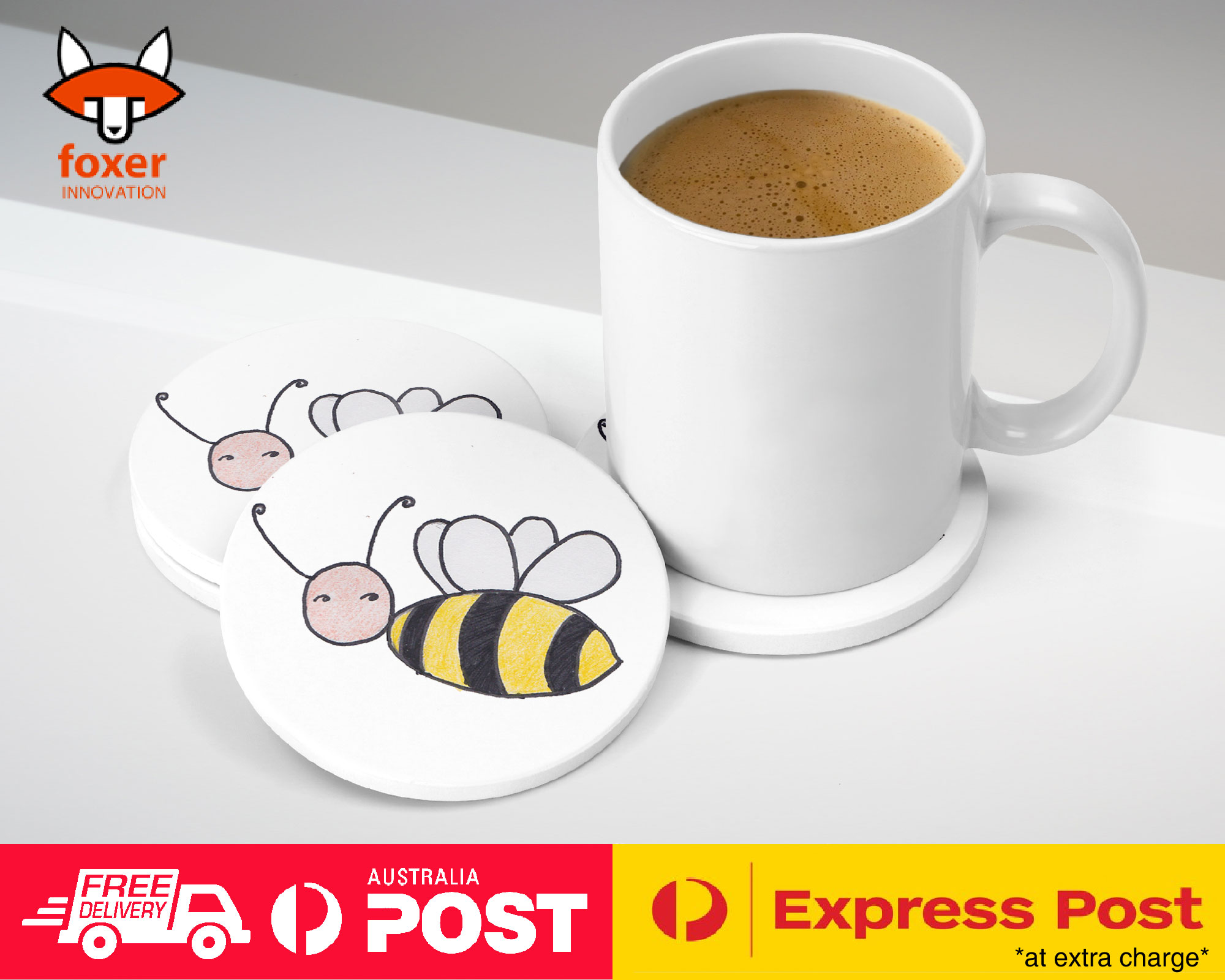 COASTER COFFEE DRINKING MAT|BUMBLE BEE SKETCH ART DRAWING