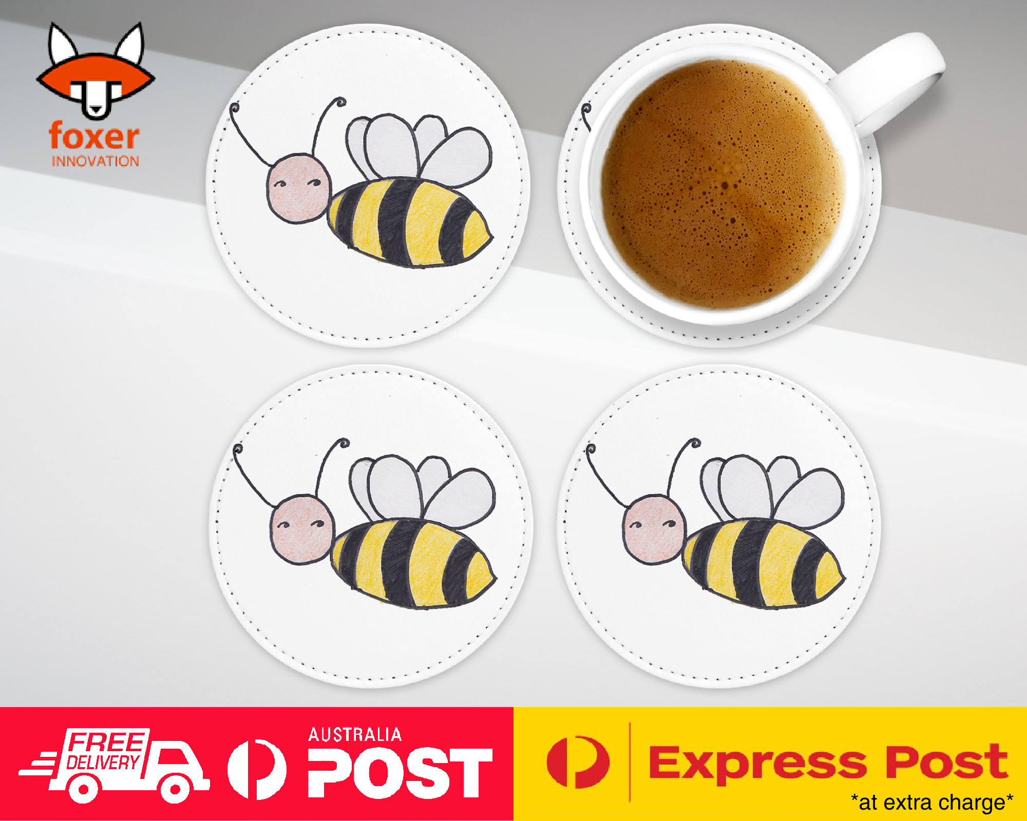 COASTER COFFEE DRINKING MAT|BUMBLE BEE SKETCH ART DRAWING