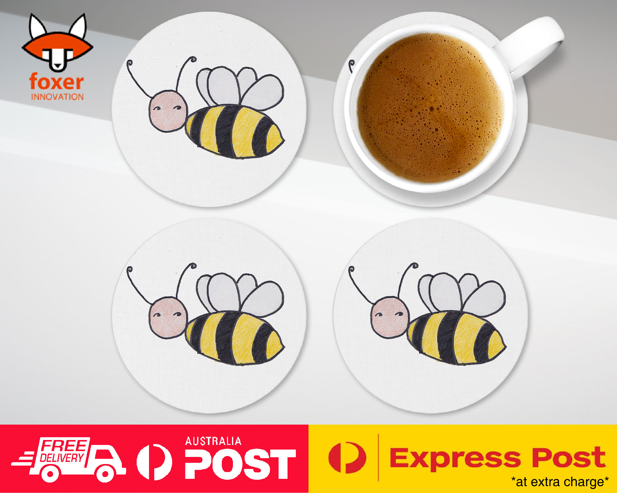COASTER COFFEE DRINKING MAT|BUMBLE BEE SKETCH ART DRAWING