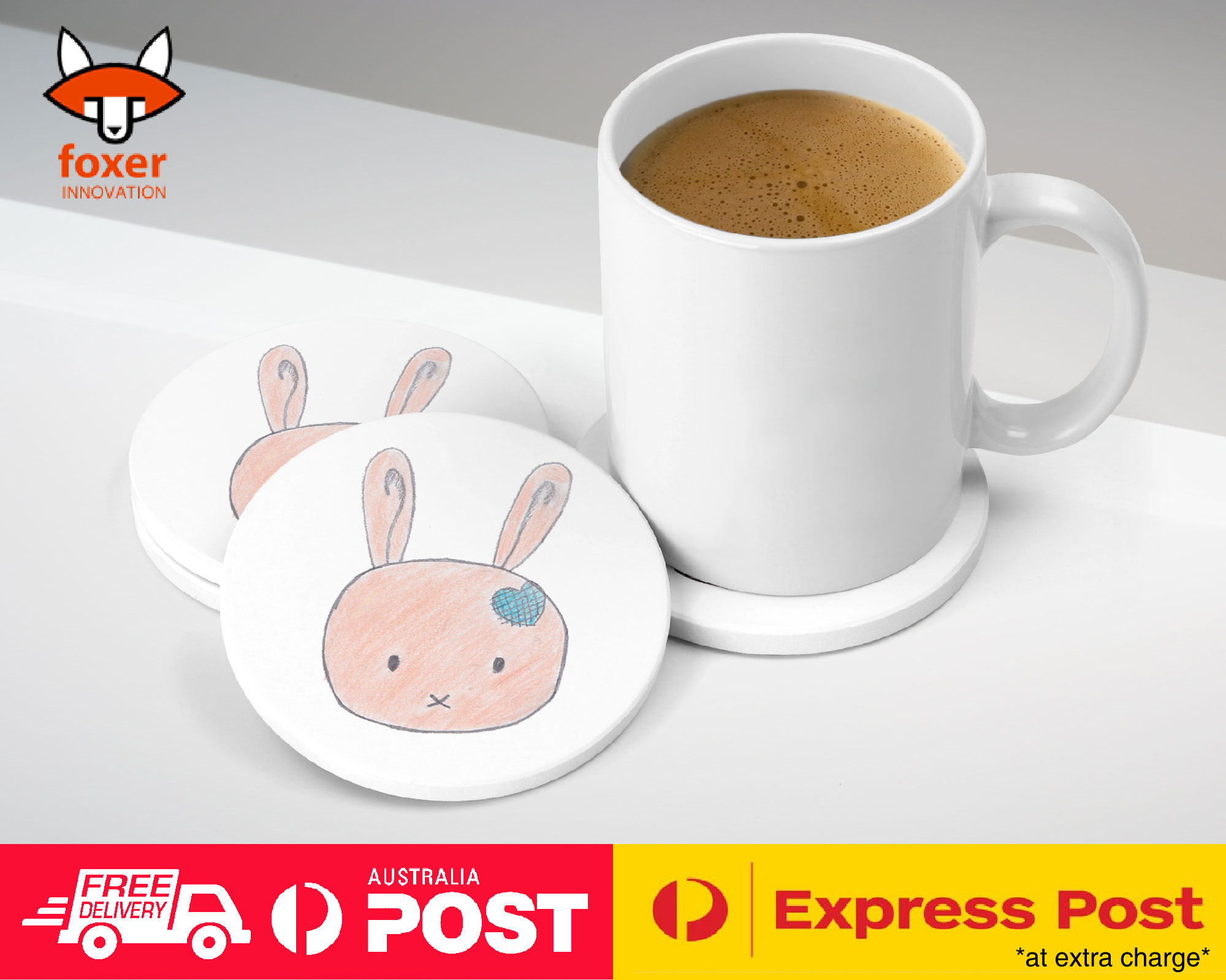 COASTER COFFEE DRINKING MAT|CUTE BUNNY SKETCH ART DRAWING