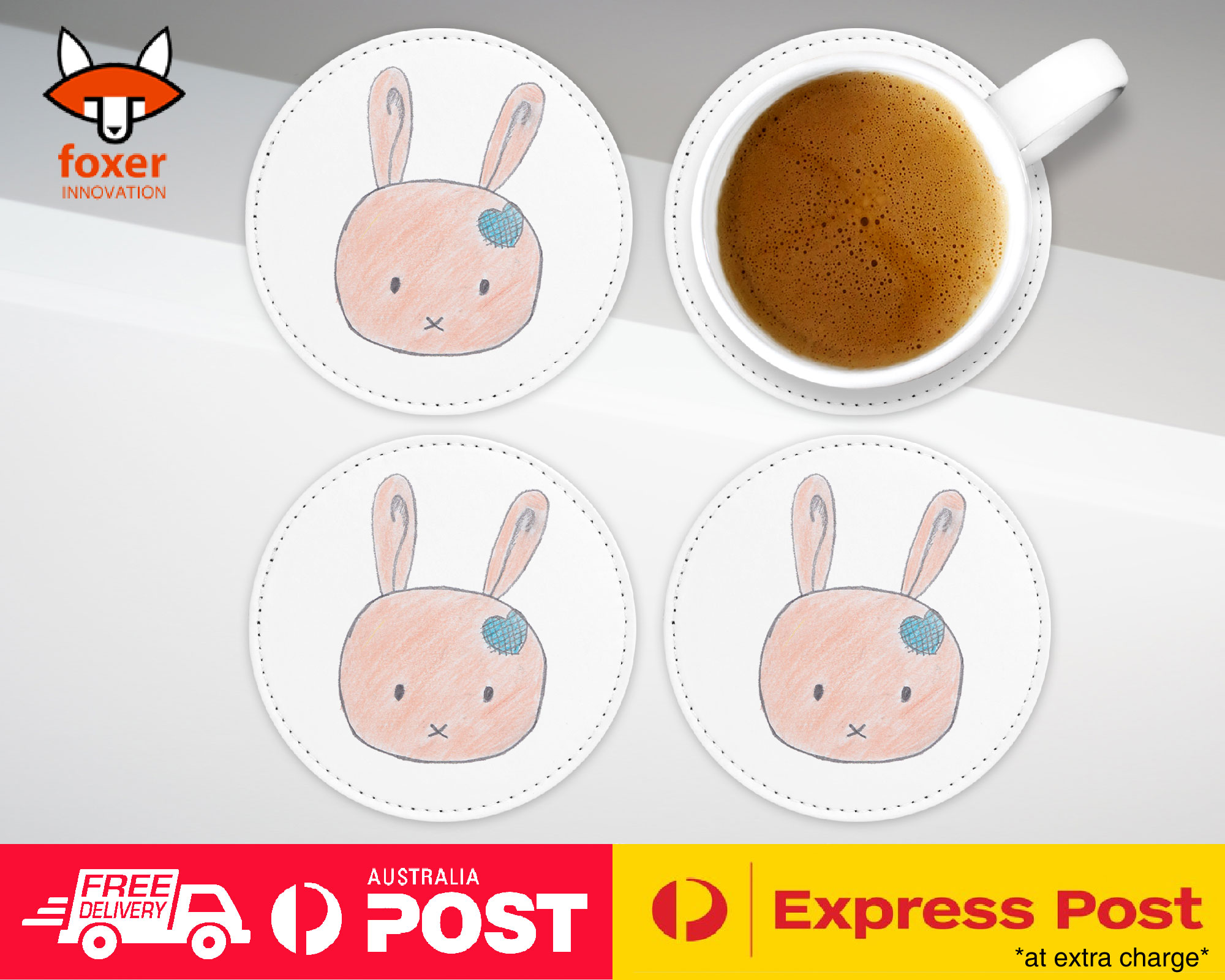 COASTER COFFEE DRINKING MAT|CUTE BUNNY SKETCH ART DRAWING