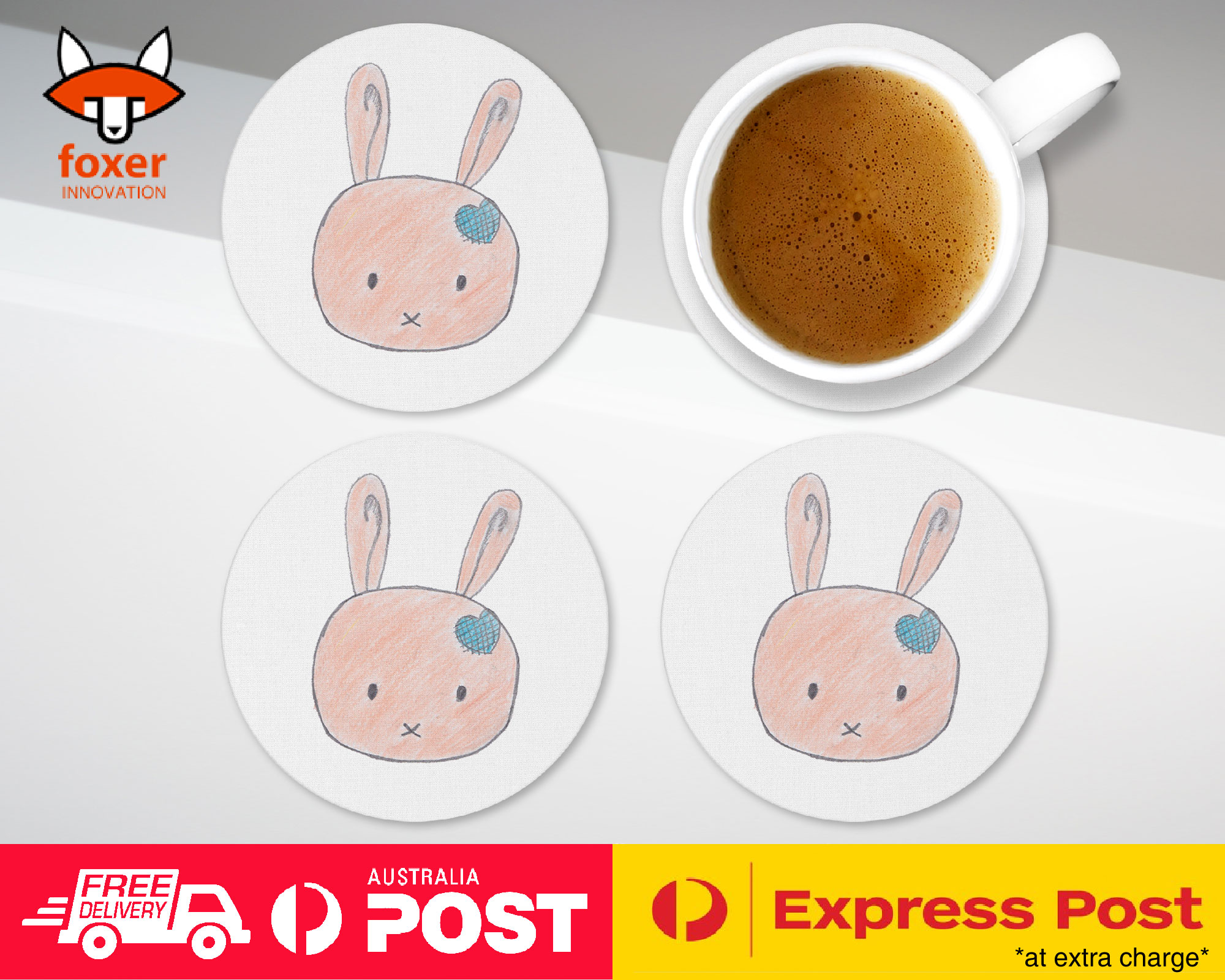 COASTER COFFEE DRINKING MAT|CUTE BUNNY SKETCH ART DRAWING