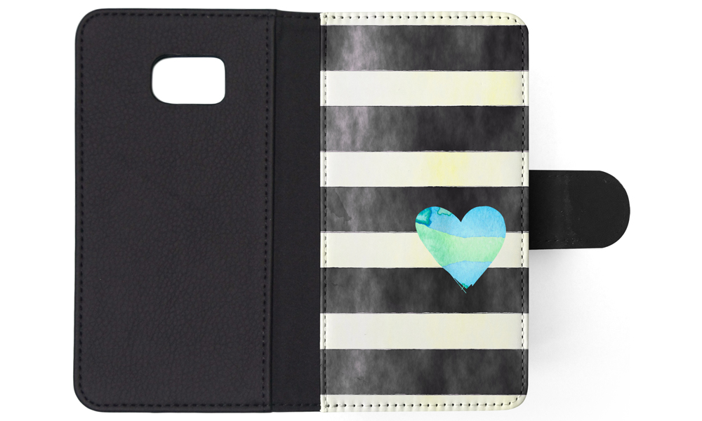 FLIP CASE FOR SAMSUNG GALAXY|STRIPES TEAL HEART PATTERN - Bild 114 von 120