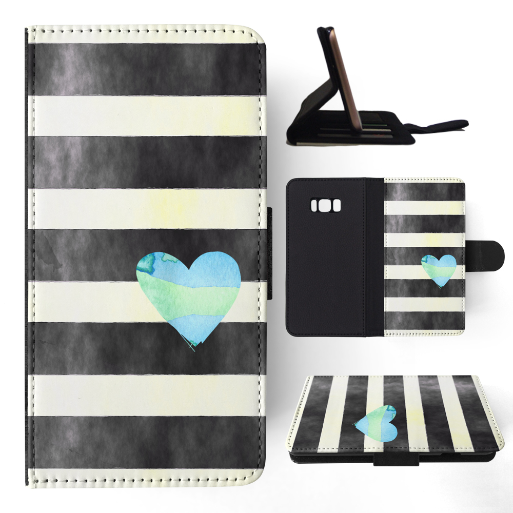 FLIP CASE FOR SAMSUNG GALAXY|STRIPES TEAL HEART PATTERN - Bild 101 von 120