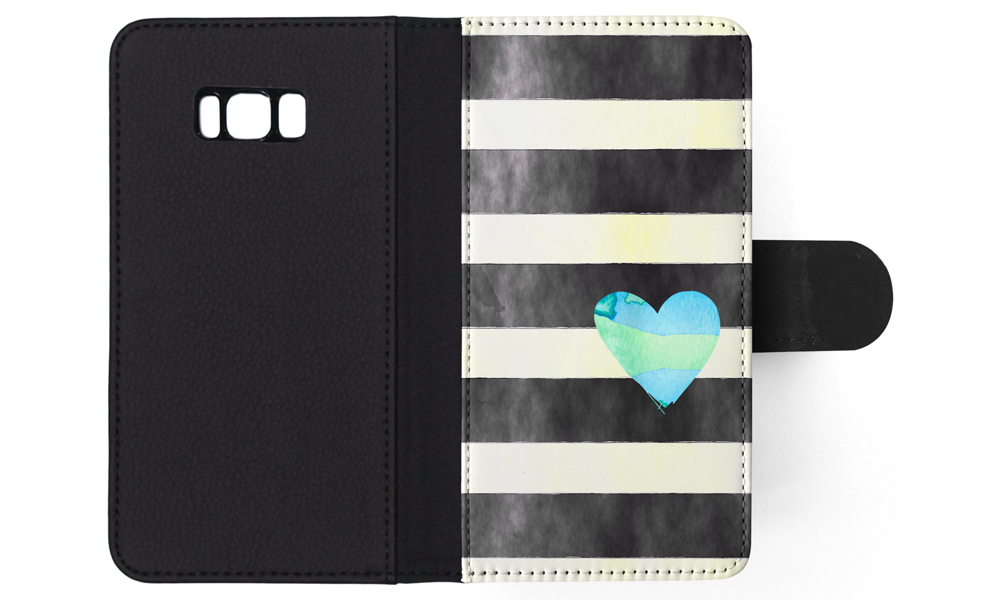 FLIP CASE FOR SAMSUNG GALAXY|STRIPES TEAL HEART PATTERN - Bild 104 von 120