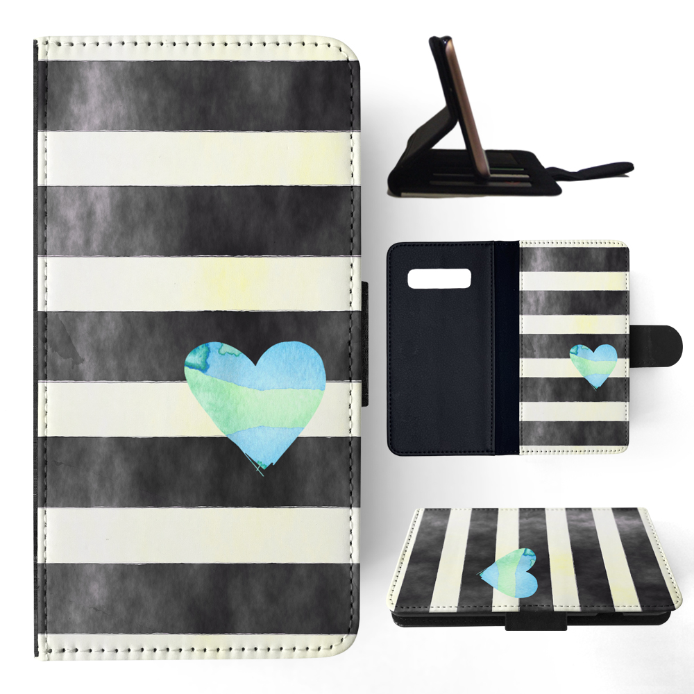 FLIP CASE FOR SAMSUNG GALAXY|STRIPES TEAL HEART PATTERN - Bild 81 von 120