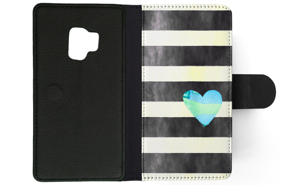 FLIP CASE FOR SAMSUNG GALAXY|STRIPES TEAL HEART PATTERN - Bild 94 von 120