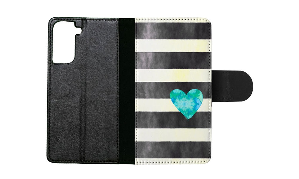 FLIP CASE FOR SAMSUNG GALAXY|STRIPES TEAL HEART PATTERN - Bild 64 von 120