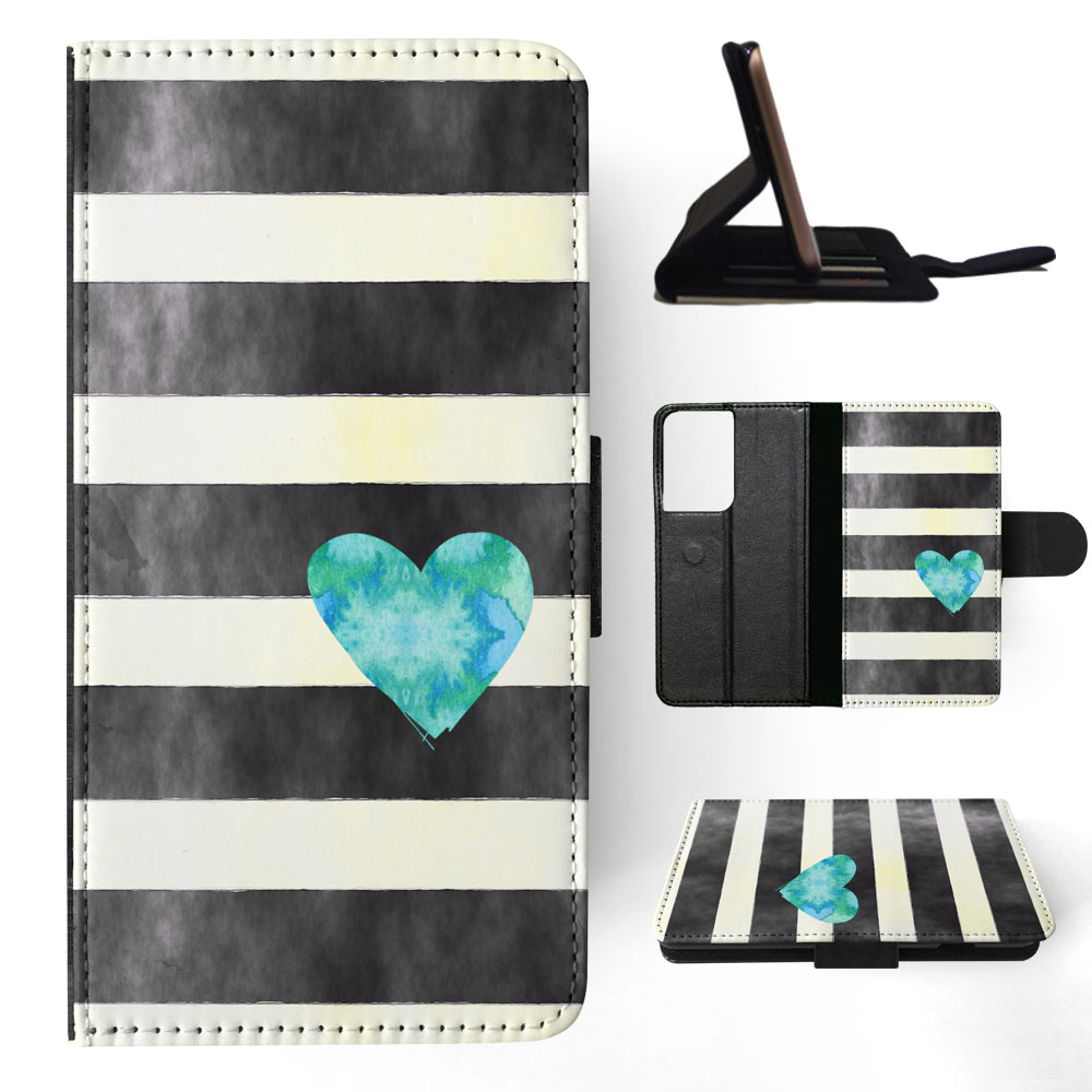 FLIP CASE FOR SAMSUNG GALAXY|STRIPES TEAL HEART PATTERN - Bild 51 von 120