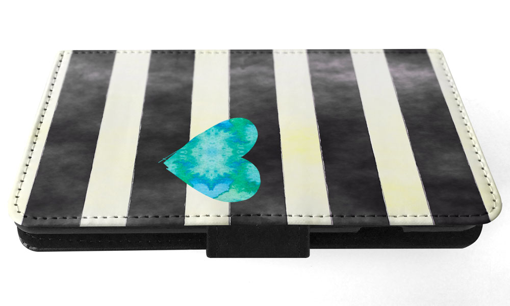 FLIP CASE FOR SAMSUNG GALAXY|STRIPES TEAL HEART PATTERN - Bild 53 von 120