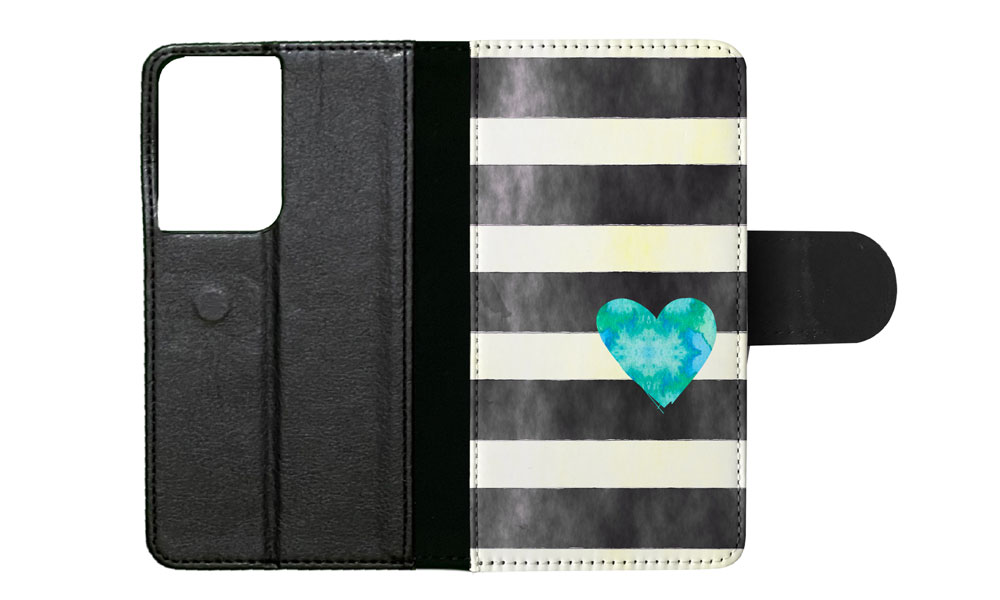FLIP CASE FOR SAMSUNG GALAXY|STRIPES TEAL HEART PATTERN - Bild 54 von 120