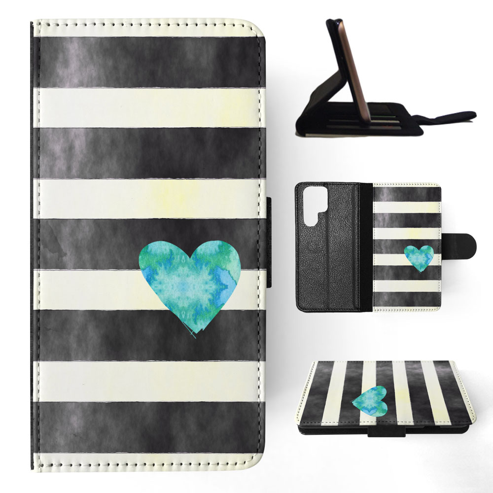 FLIP CASE FOR SAMSUNG GALAXY|STRIPES TEAL HEART PATTERN - Bild 36 von 120