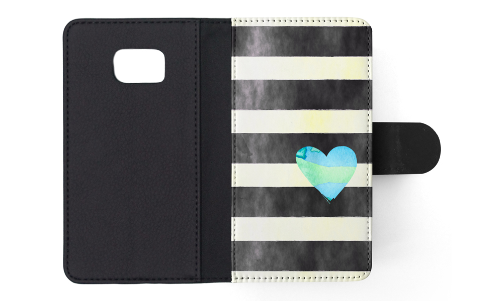 FLIP CASE FOR SAMSUNG GALAXY|STRIPES TEAL HEART PATTERN - Bild 119 von 120