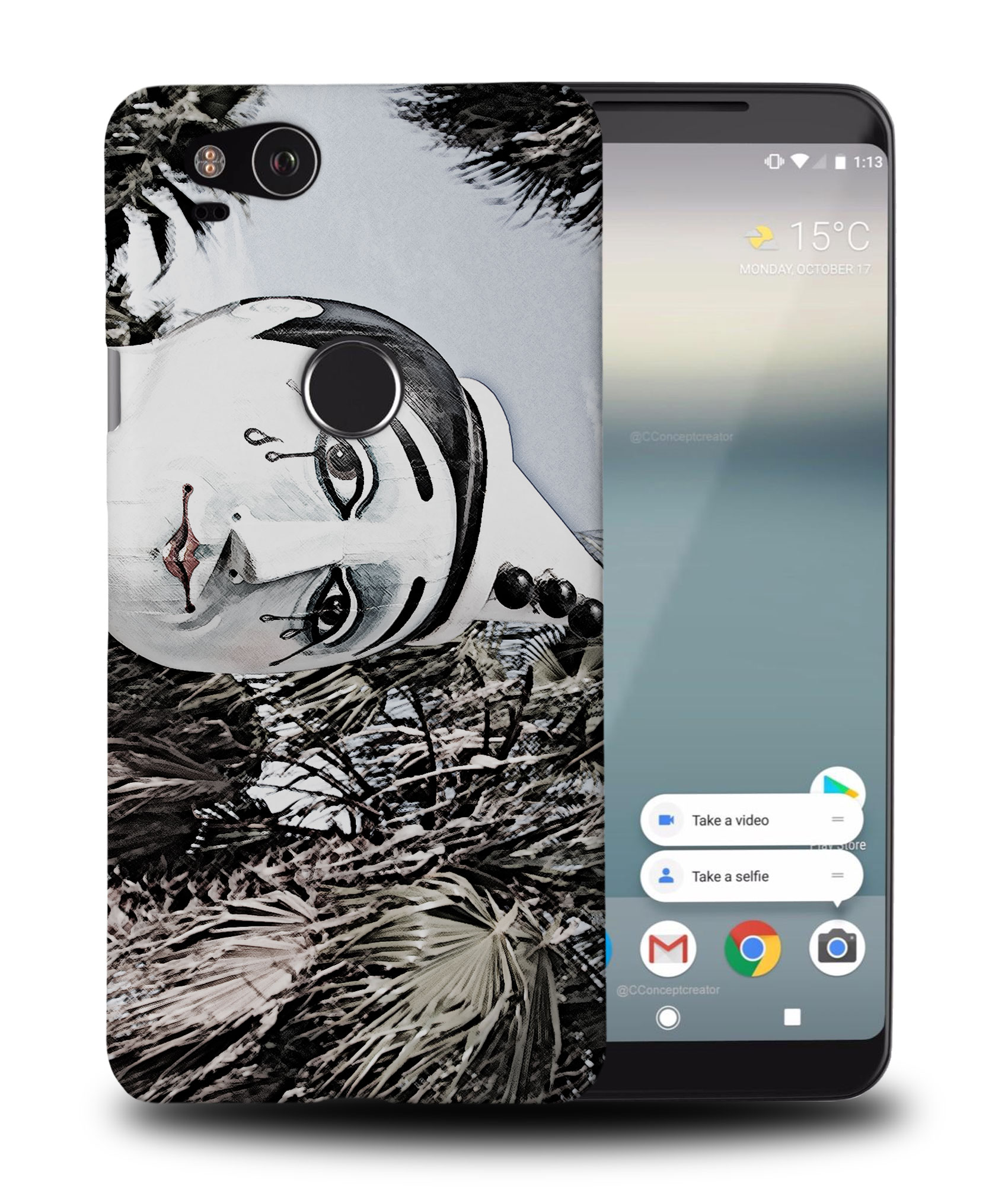 CASE COVER FOR GOOGLE PIXEL|FUNNY CLOWN HEAD SKETCH - Picture 9 of 11