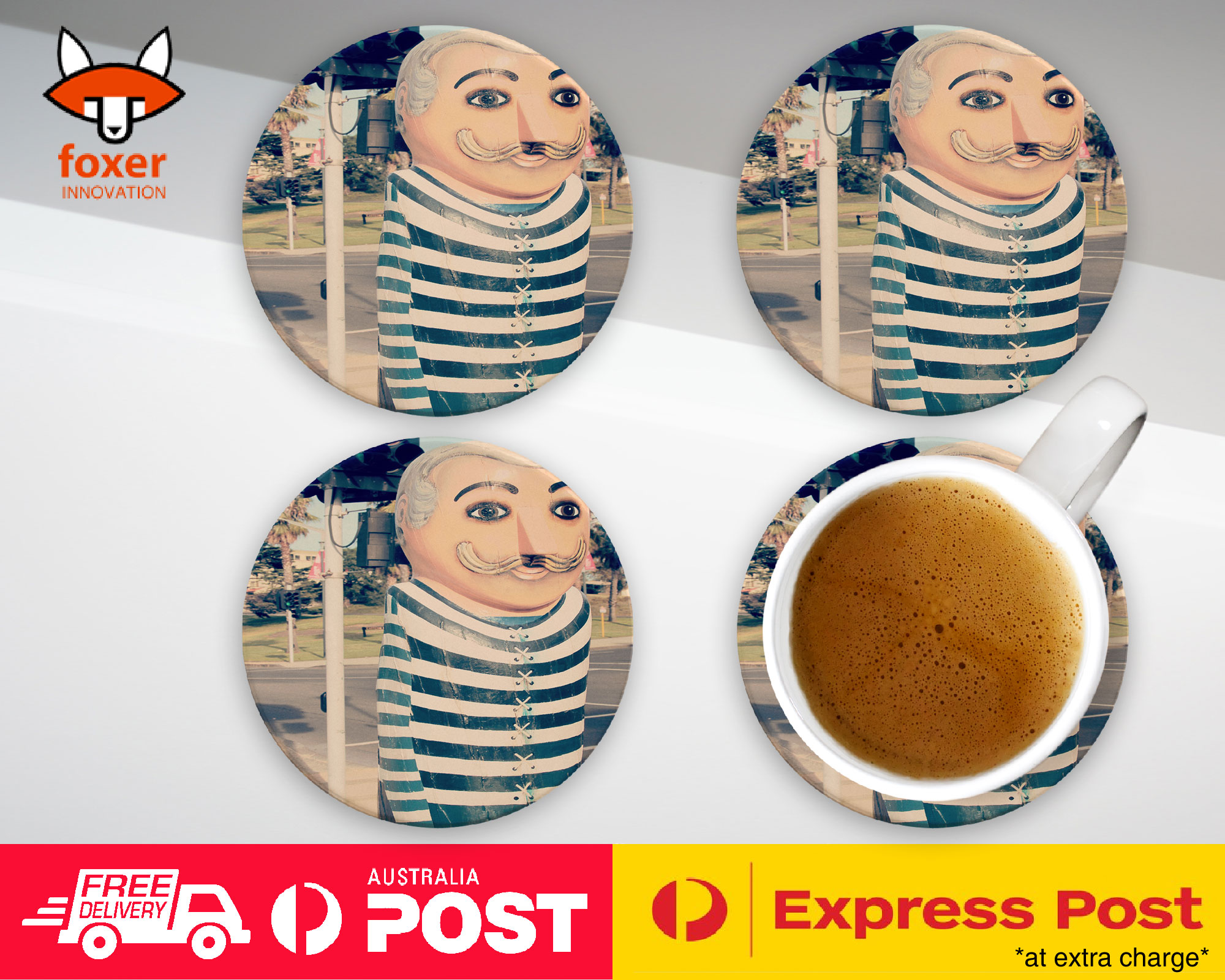 COASTER COFFEE DRINKING MAT|GEELONG CLOWN HARD
