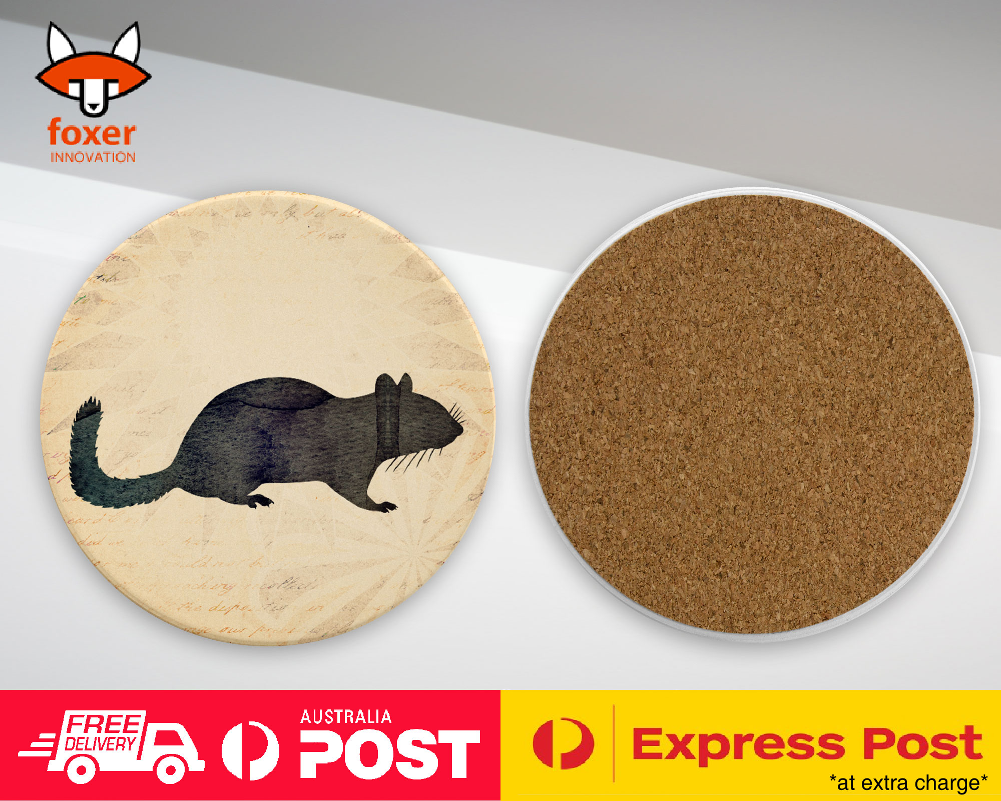 COASTER COFFEE DRINKING MAT|CHIPMUNK WATERCOLOR ART