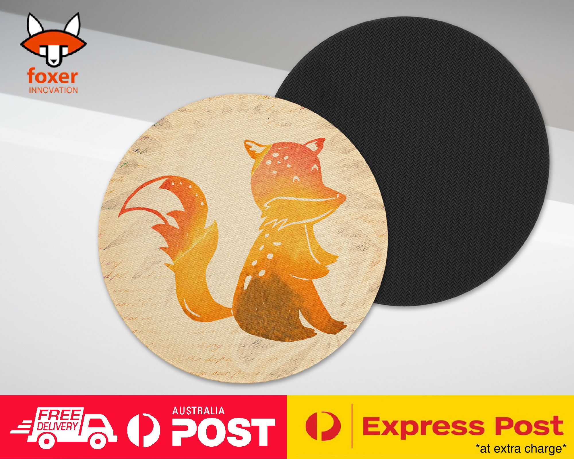 COASTER COFFEE DRINKING MAT|YELLOW FOX WATERCOLOR ART