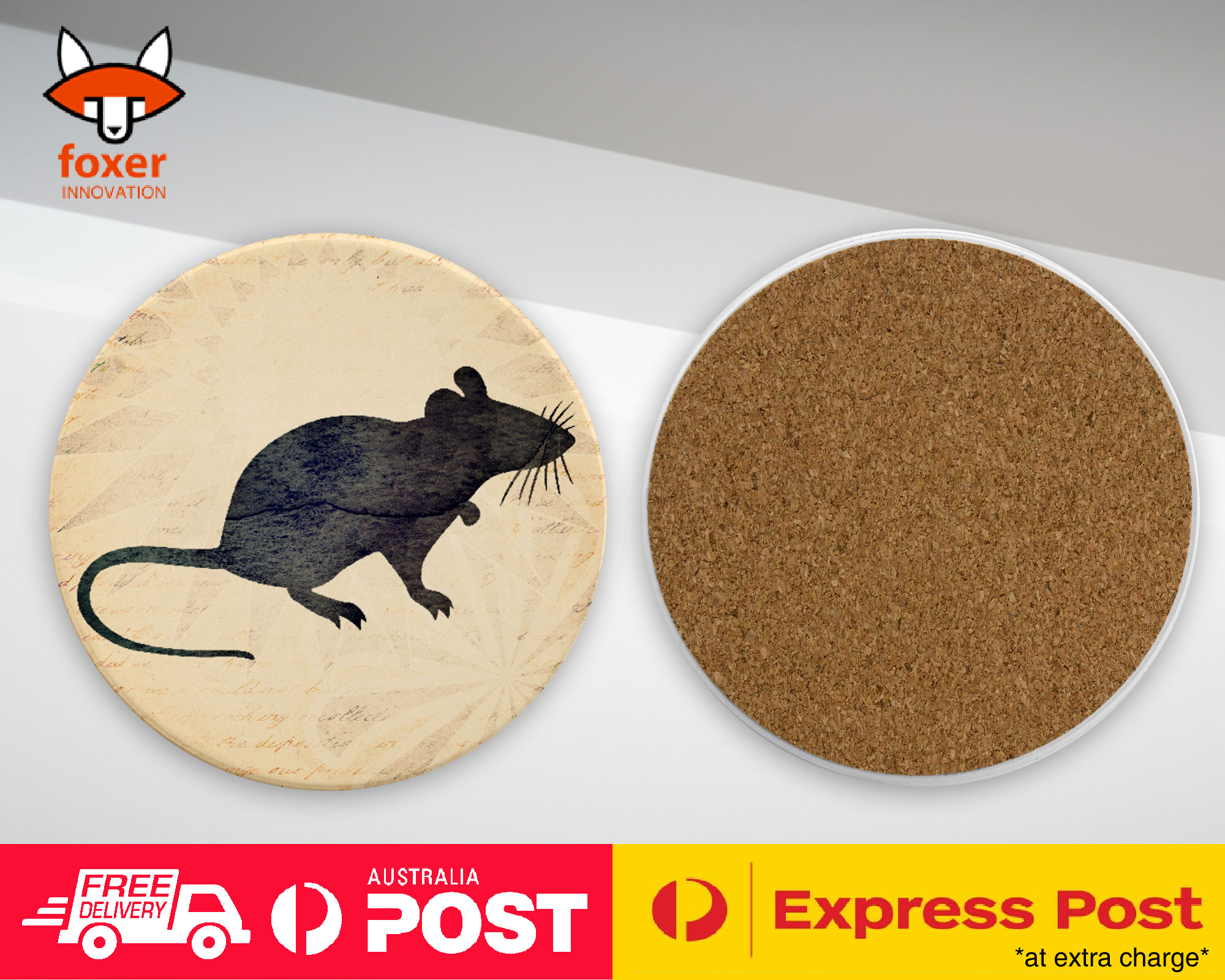 COASTER COFFEE DRINKING MAT|MOUSE WATERCOLOR ART