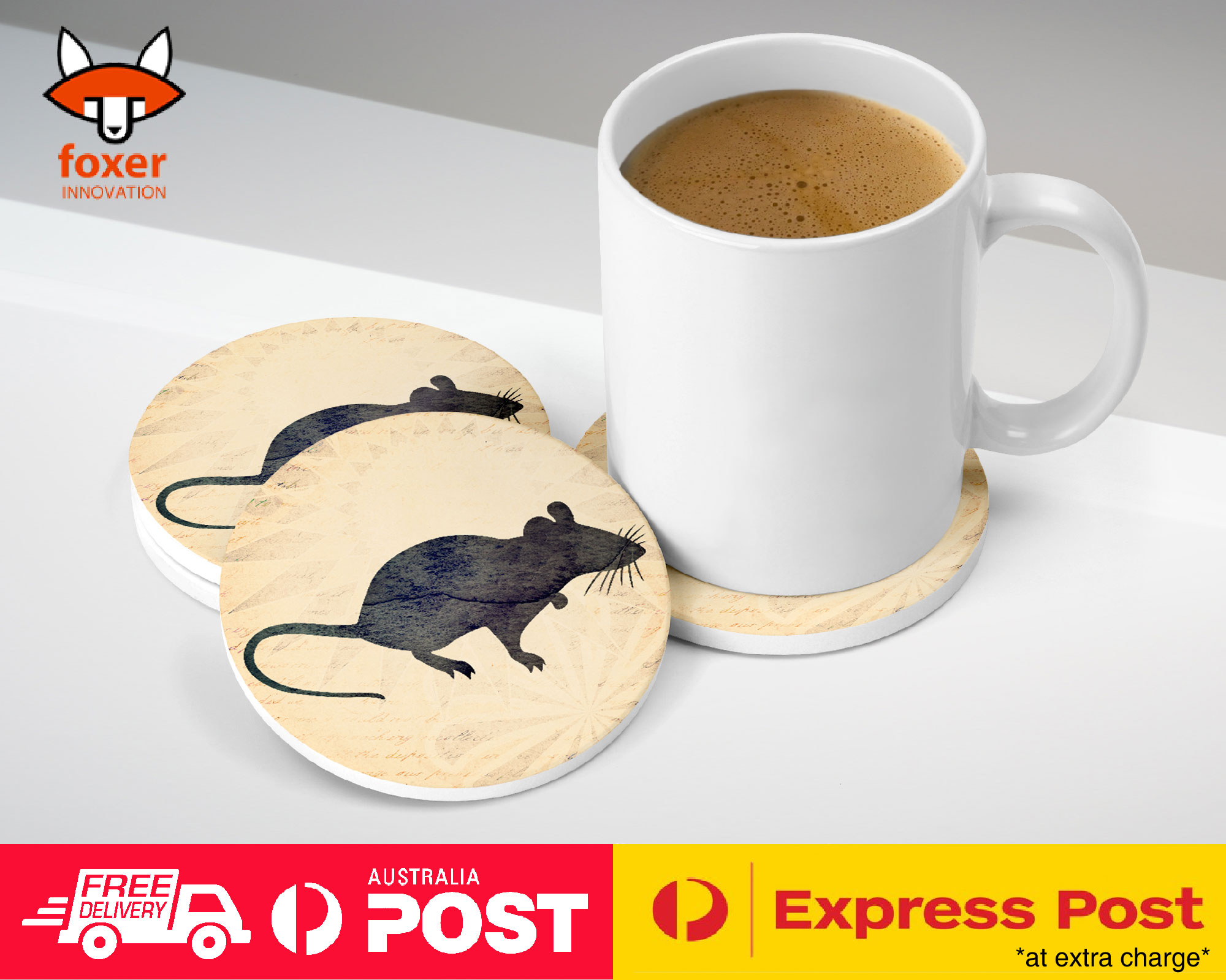 COASTER COFFEE DRINKING MAT|MOUSE WATERCOLOR ART