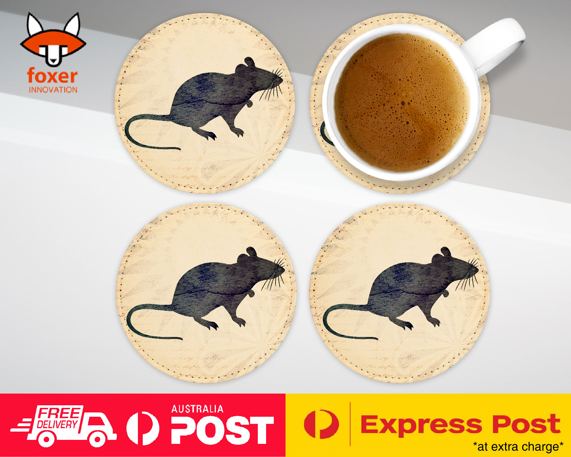 COASTER COFFEE DRINKING MAT|MOUSE WATERCOLOR ART