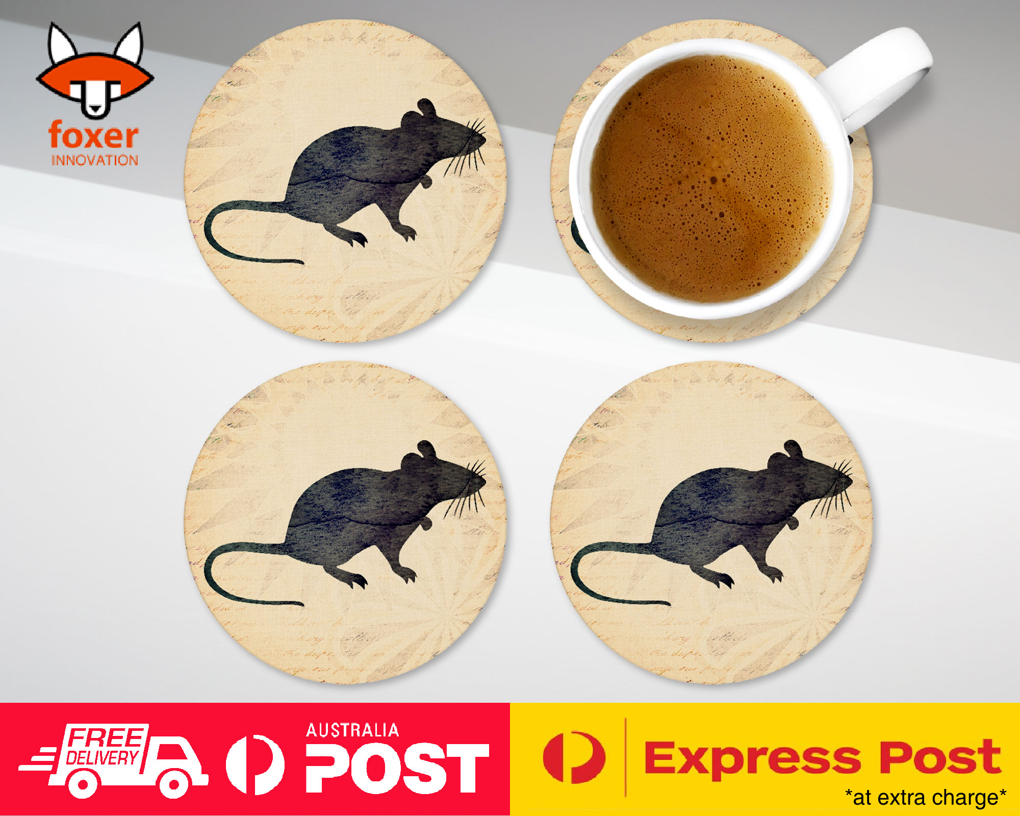 COASTER COFFEE DRINKING MAT|MOUSE WATERCOLOR ART