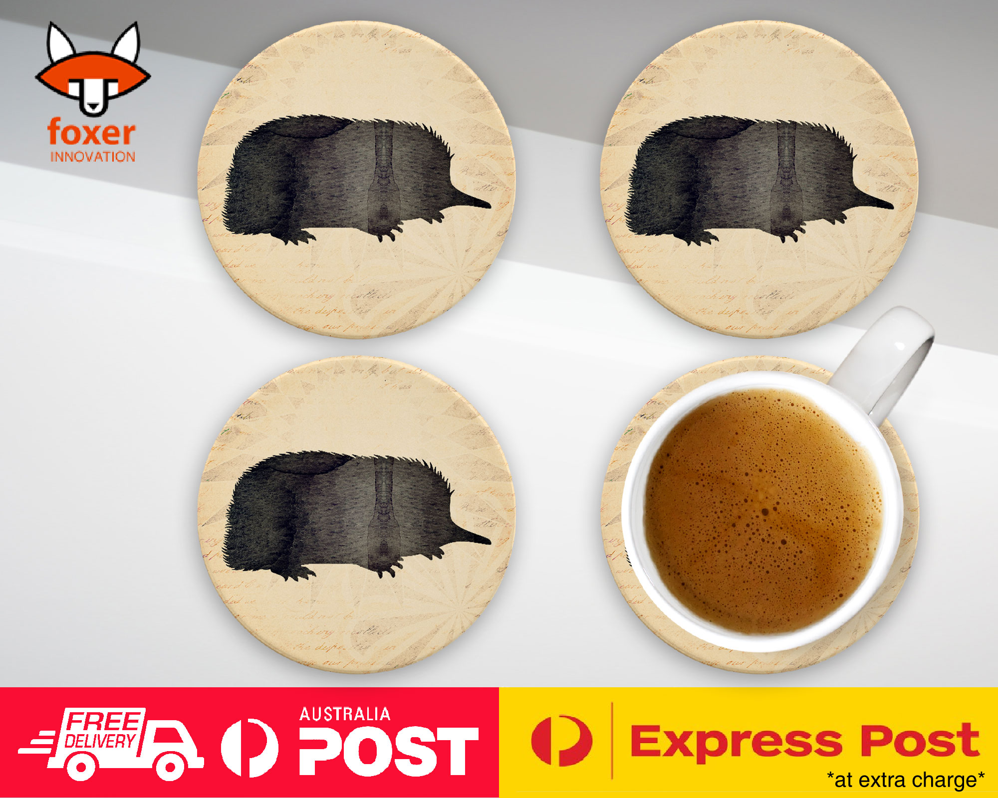 COASTER COFFEE DRINKING MAT|ECHIDNA AUSTRALIAN ANIMAL