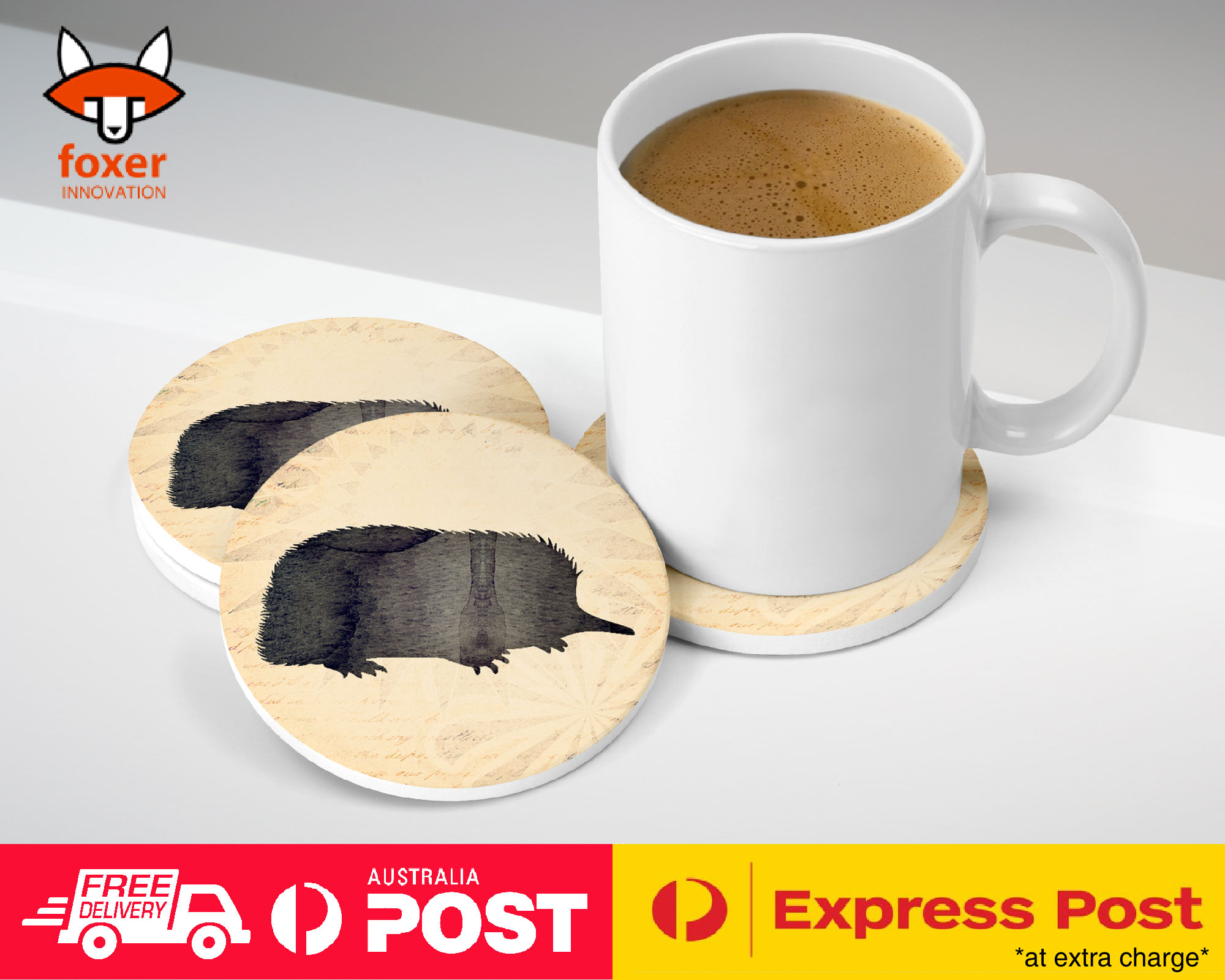COASTER COFFEE DRINKING MAT|ECHIDNA AUSTRALIAN ANIMAL