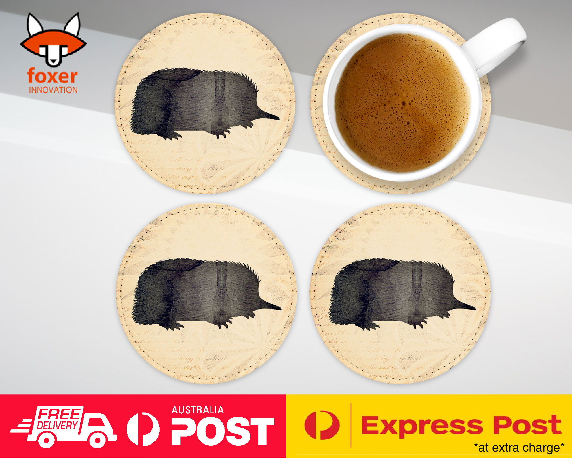 COASTER COFFEE DRINKING MAT|ECHIDNA AUSTRALIAN ANIMAL