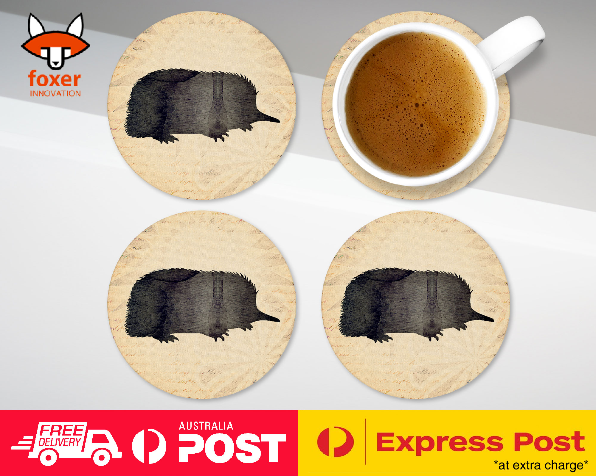 COASTER COFFEE DRINKING MAT|ECHIDNA AUSTRALIAN ANIMAL