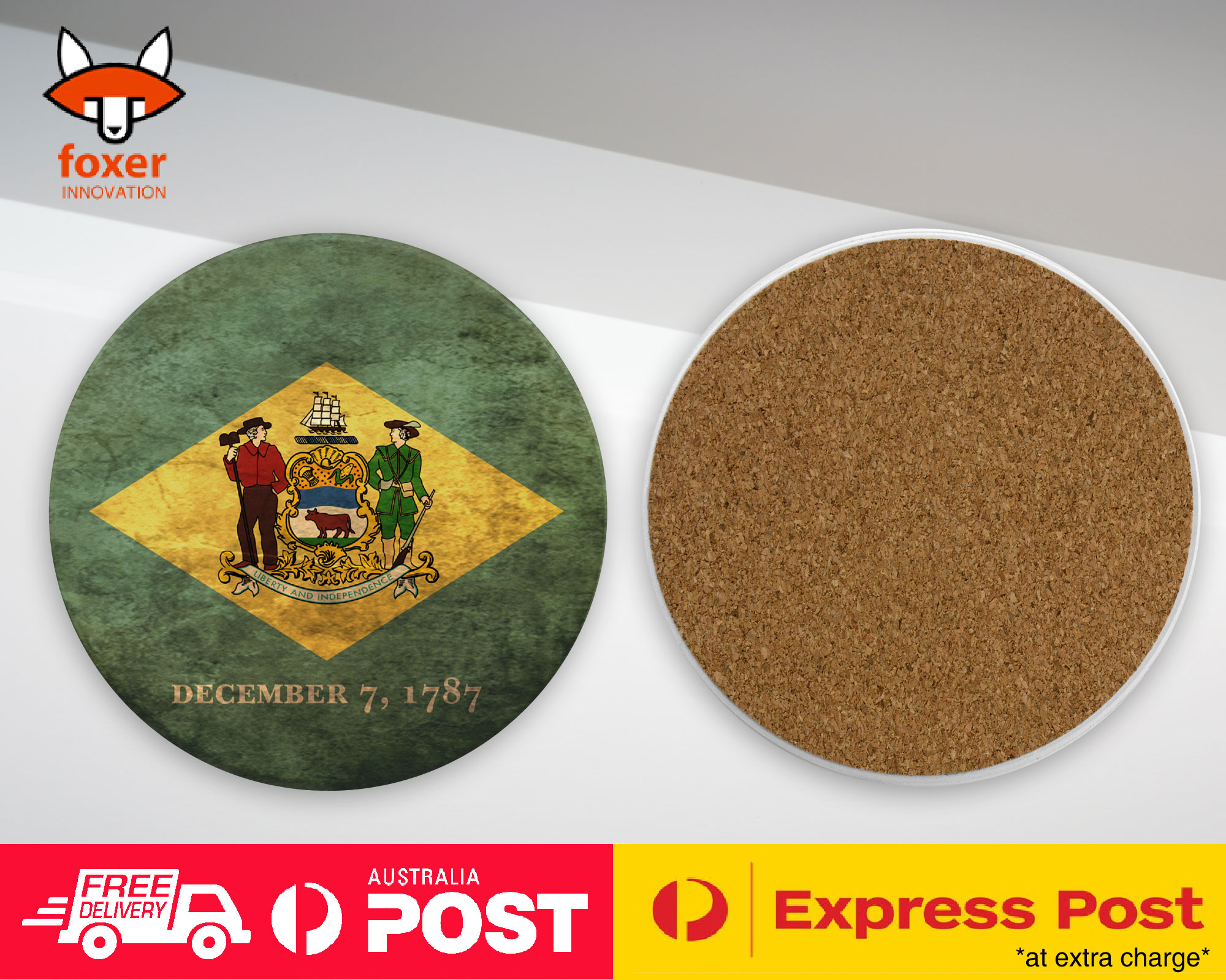 COASTER COFFEE DRINKING MAT|DELAWARE US AMERICAN STATE FLAG