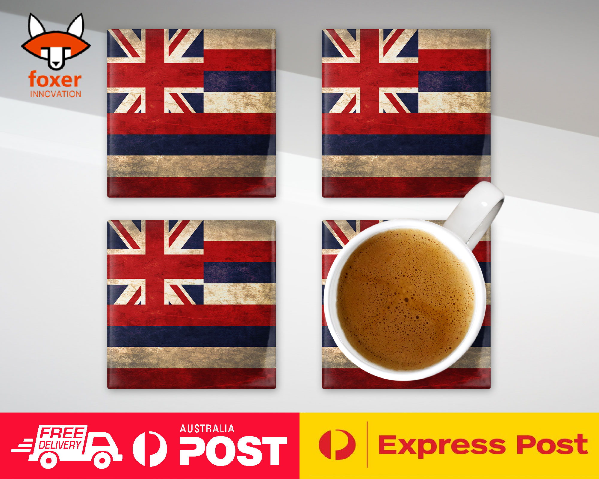 ALFOMBRA PARA BEBER CAFÉ MONTAÑA|BANDERA DEL ESTADO AMERICANO DE HAWAI - Imagen 19 de 21