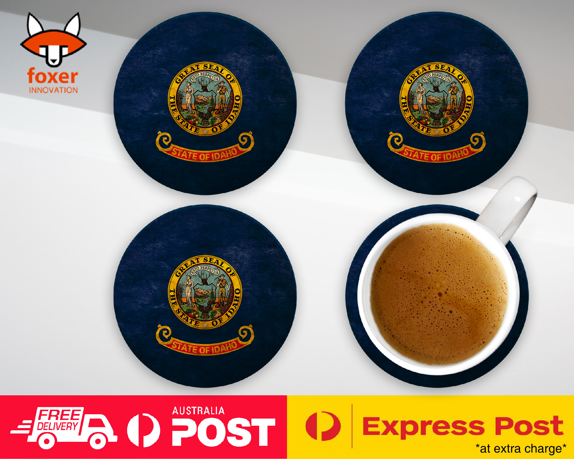 COASTER COFFEE DRINKING MAT|IDAHO US AMERICAN STATE FLAG