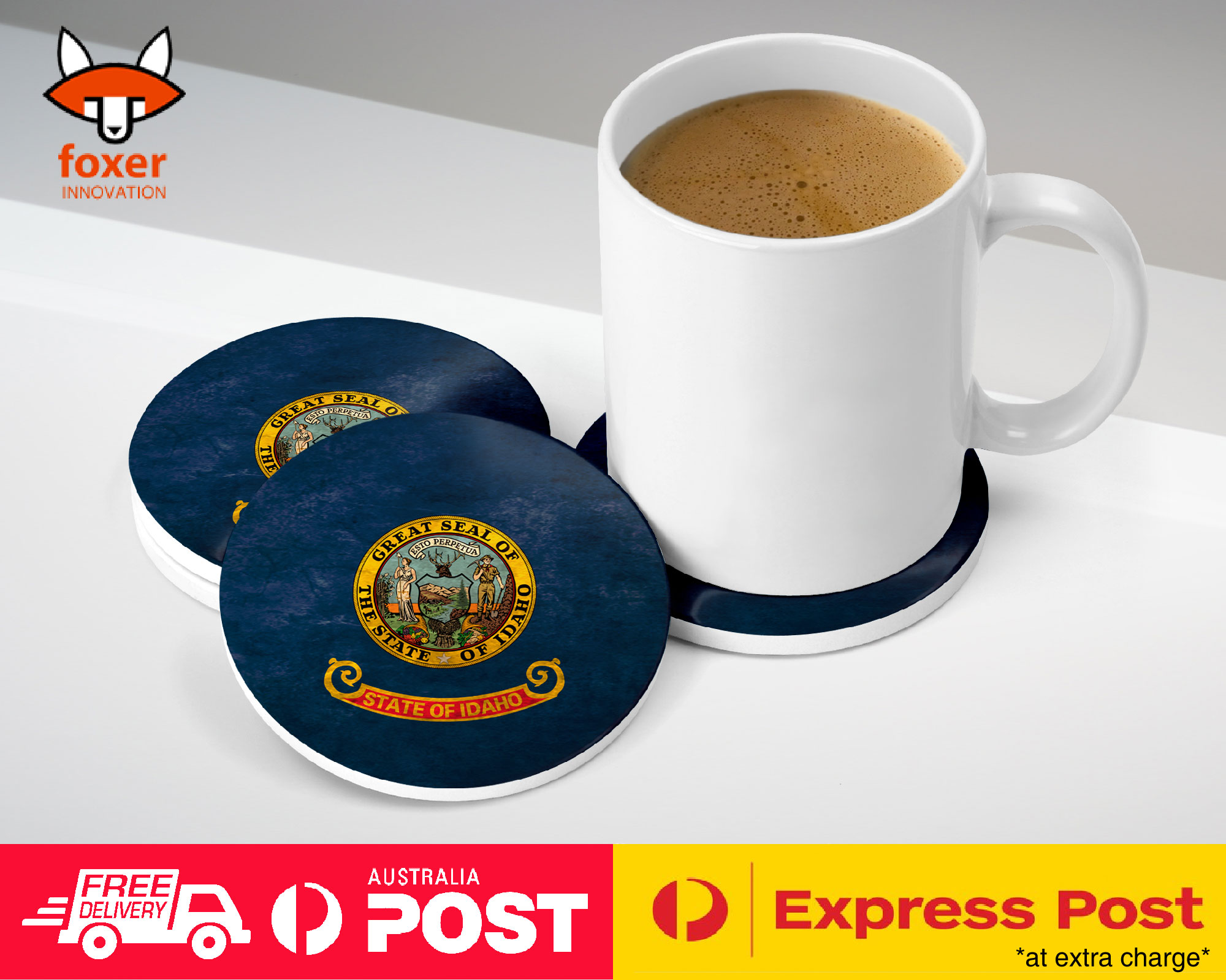 COASTER COFFEE DRINKING MAT|IDAHO US AMERICAN STATE FLAG