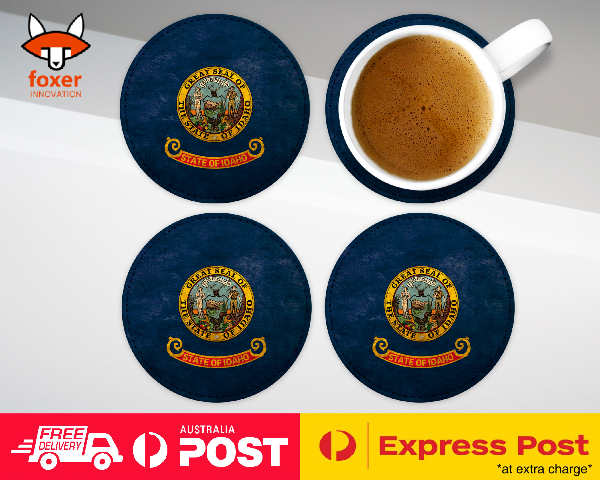 COASTER COFFEE DRINKING MAT|IDAHO US AMERICAN STATE FLAG