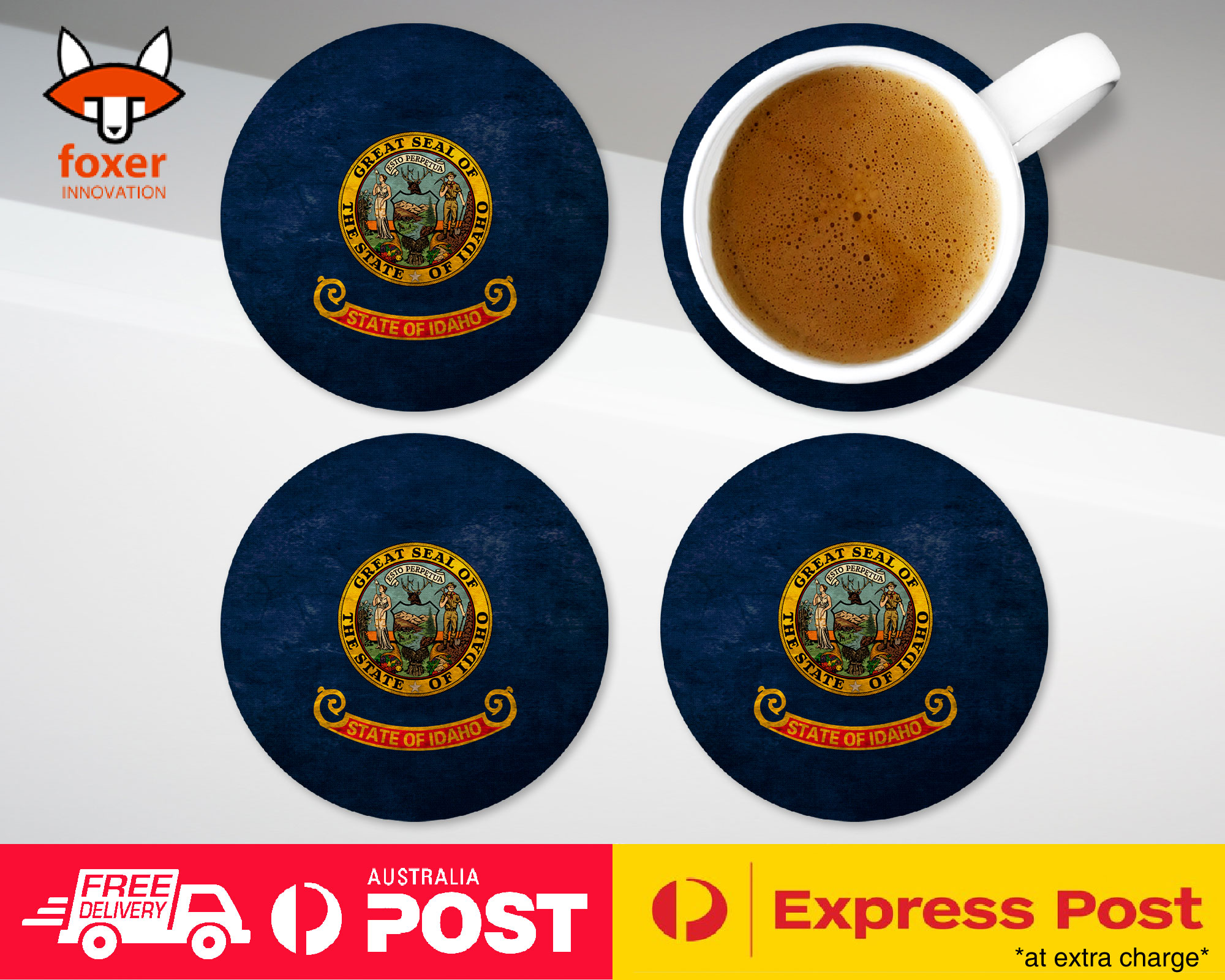COASTER COFFEE DRINKING MAT|IDAHO US AMERICAN STATE FLAG