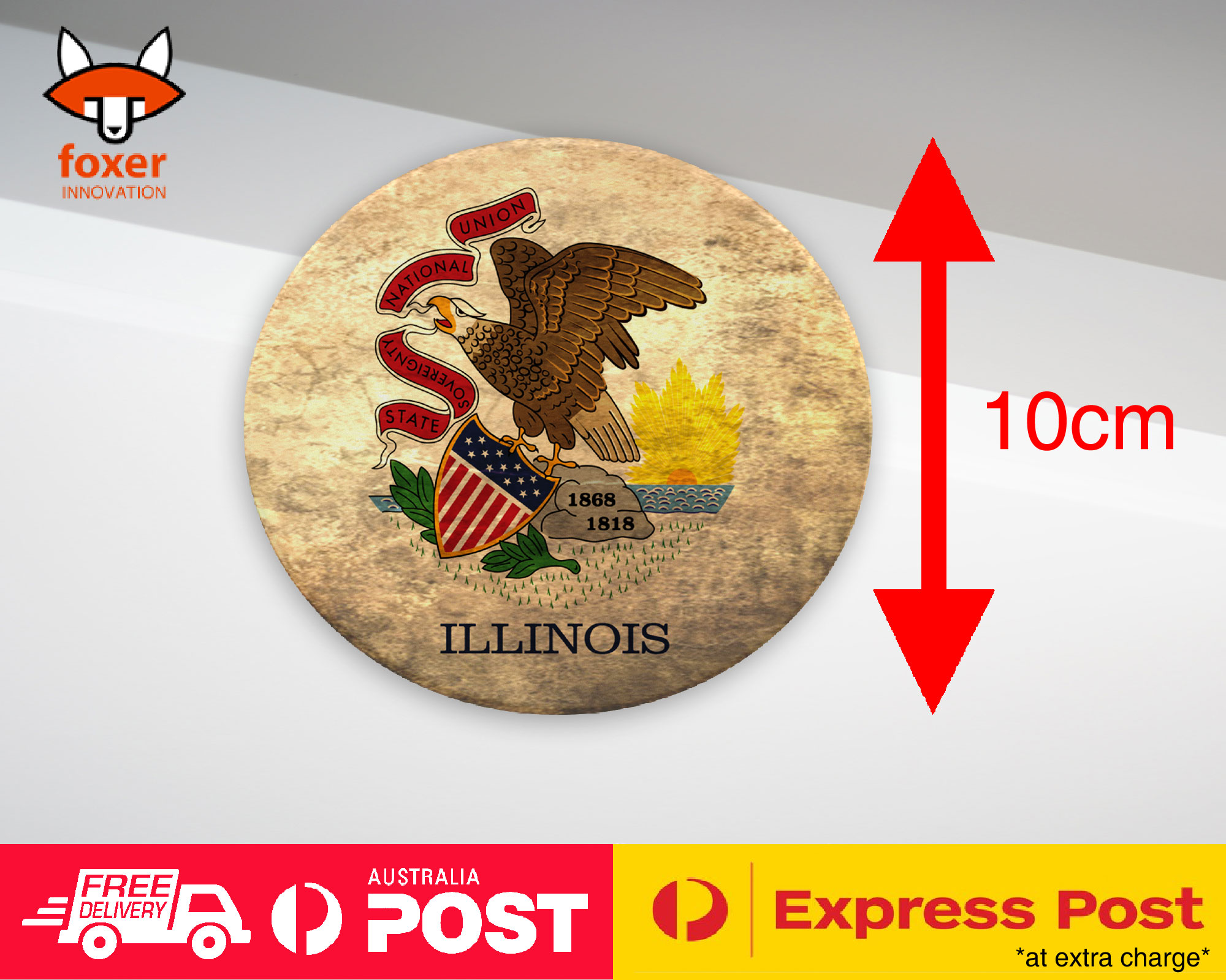 COASTER COFFEE DRINKING MAT|ILLINOIS US AMERICAN STATE FLAG
