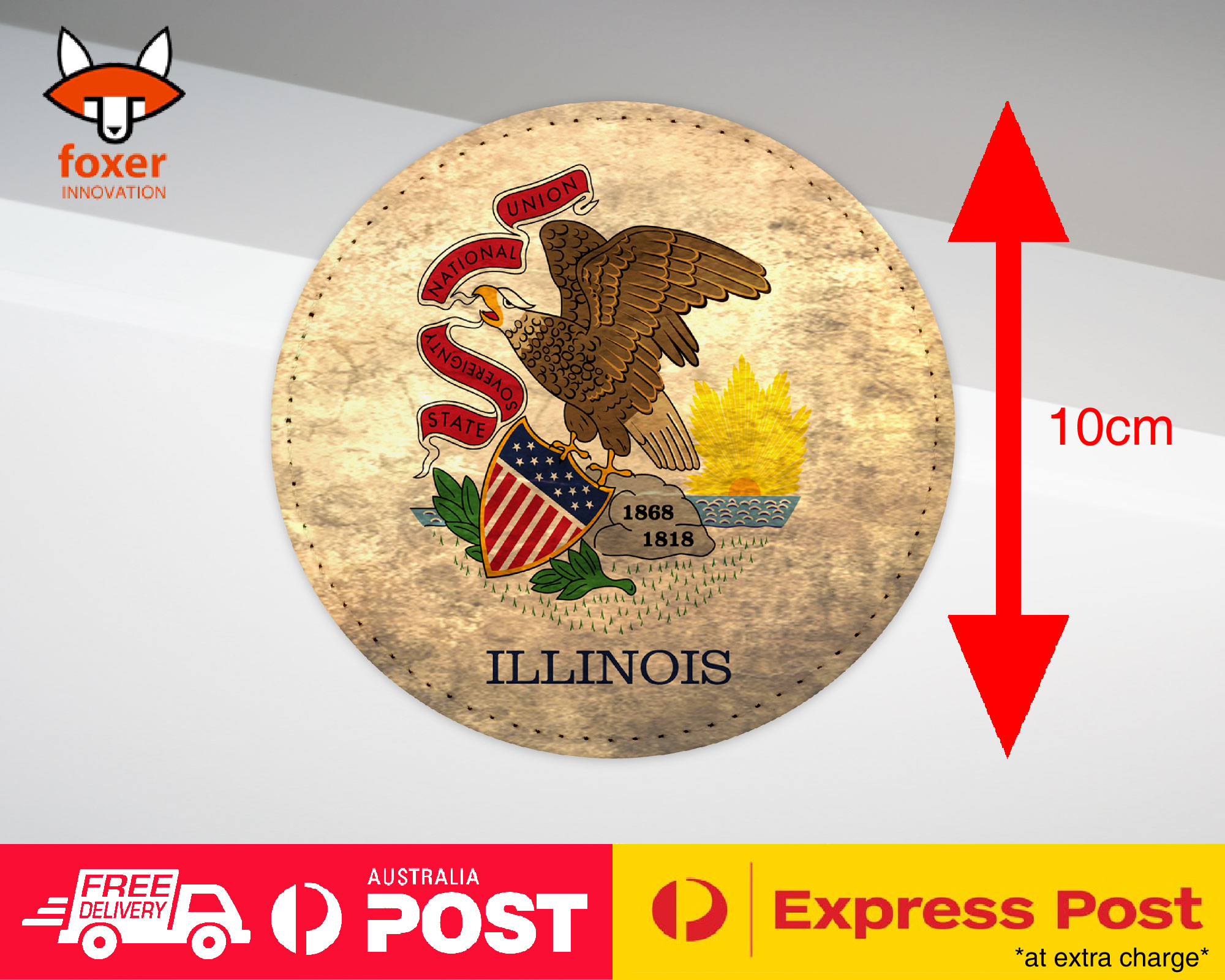 COASTER COFFEE DRINKING MAT|ILLINOIS US AMERICAN STATE FLAG