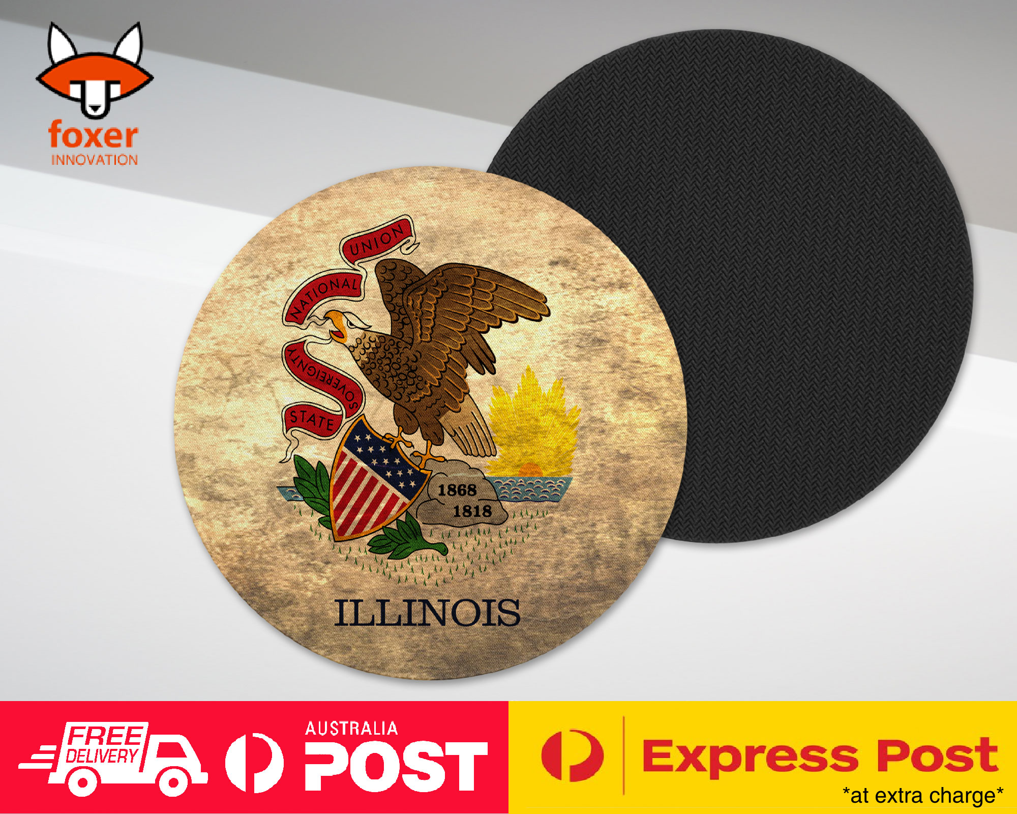 COASTER COFFEE DRINKING MAT|ILLINOIS US AMERICAN STATE FLAG