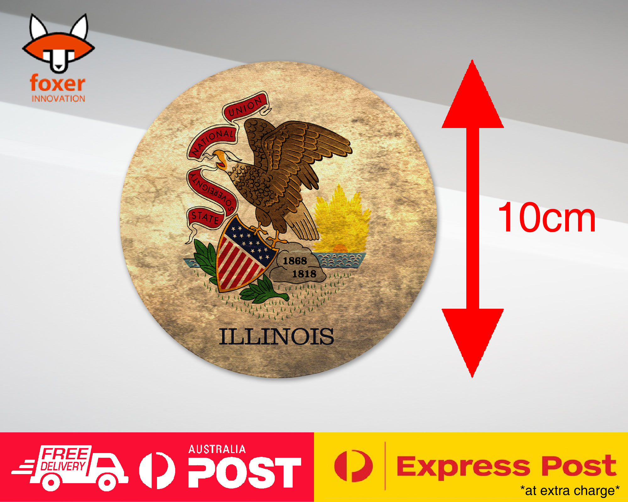 COASTER COFFEE DRINKING MAT|ILLINOIS US AMERICAN STATE FLAG