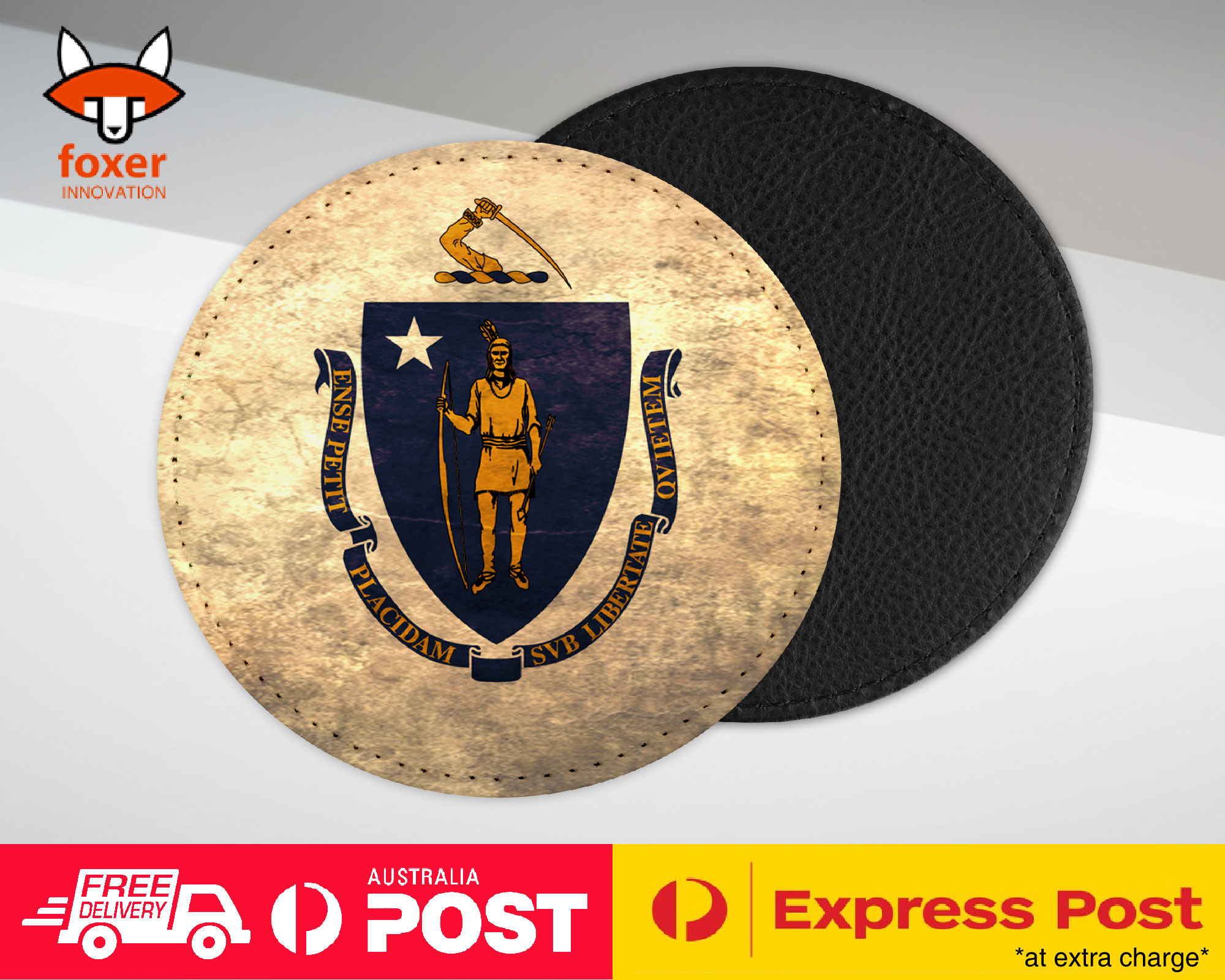 COASTER COFFEE DRINKING MAT|MASSACHUSETTS US FLAG