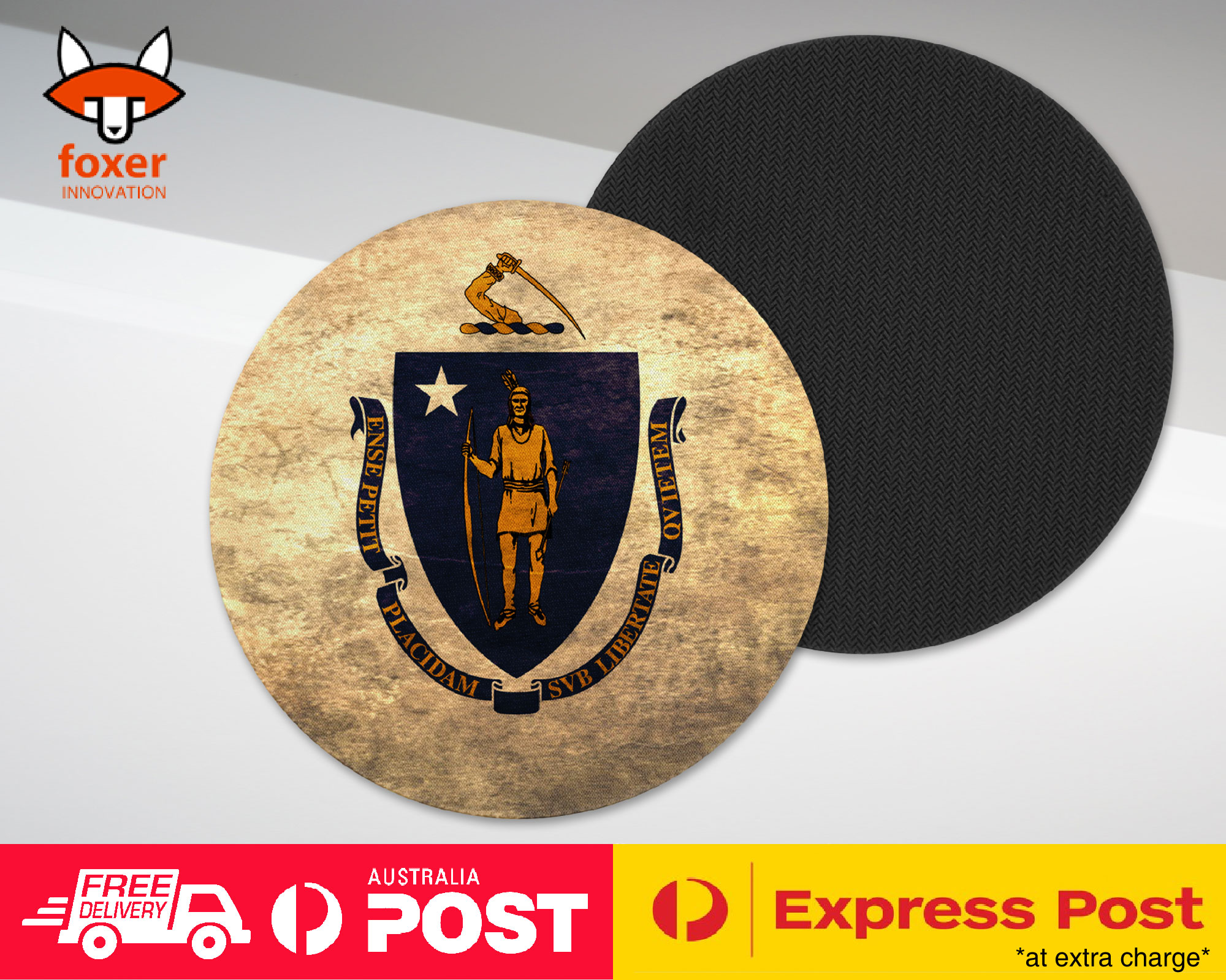 COASTER COFFEE DRINKING MAT|MASSACHUSETTS US FLAG