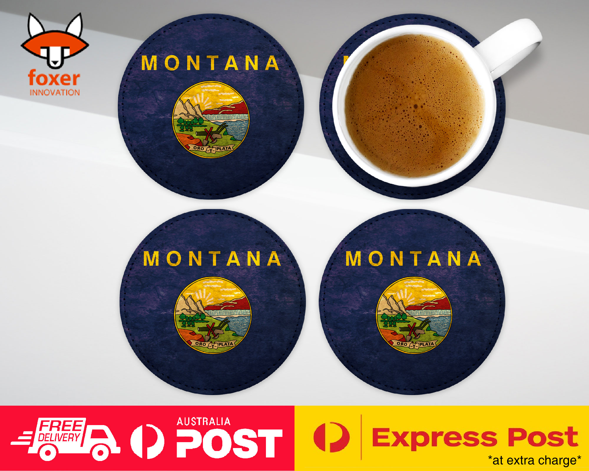 COASTER COFFEE DRINKING MAT|MONTANA US AMERICAN STATE FLAG