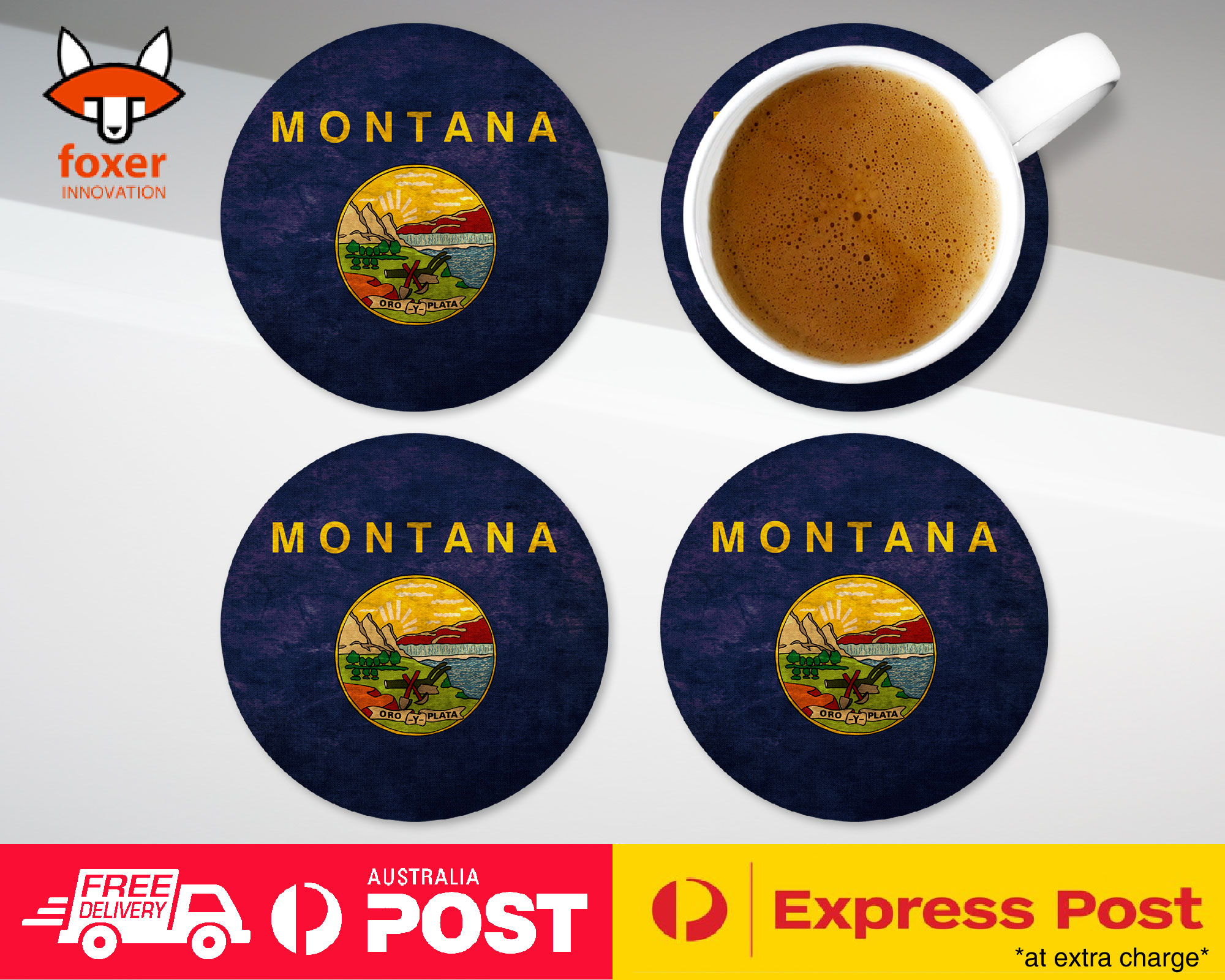 COASTER COFFEE DRINKING MAT|MONTANA US AMERICAN STATE FLAG
