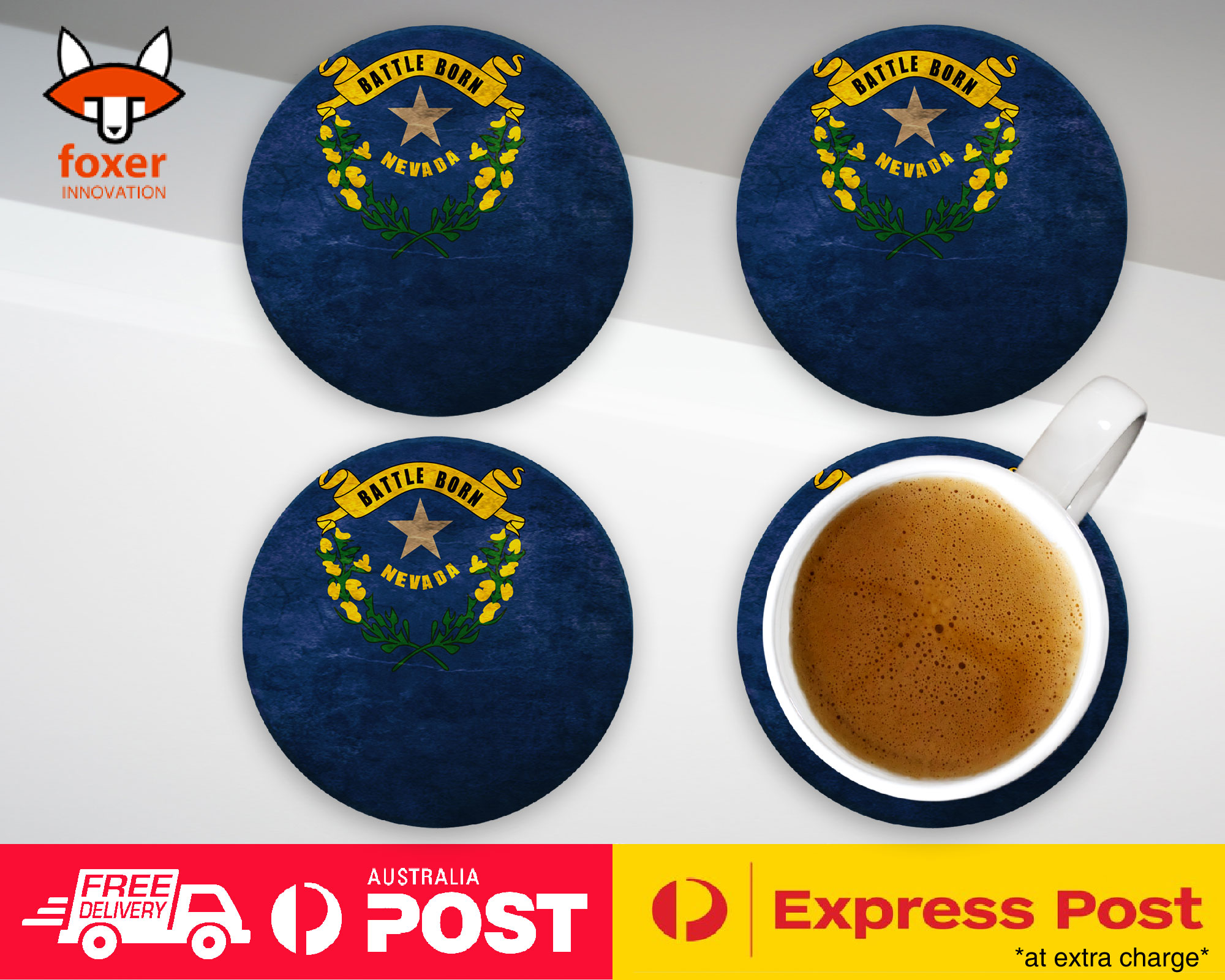 COASTER COFFEE DRINKING MAT|NEVADA US AMERICAN STATE FLAG