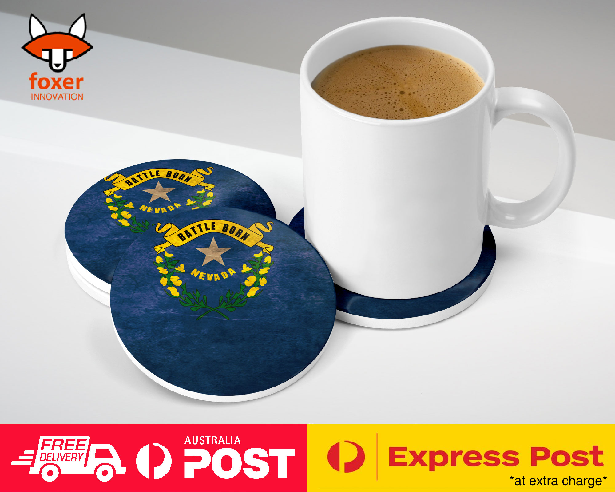 COASTER COFFEE DRINKING MAT|NEVADA US AMERICAN STATE FLAG