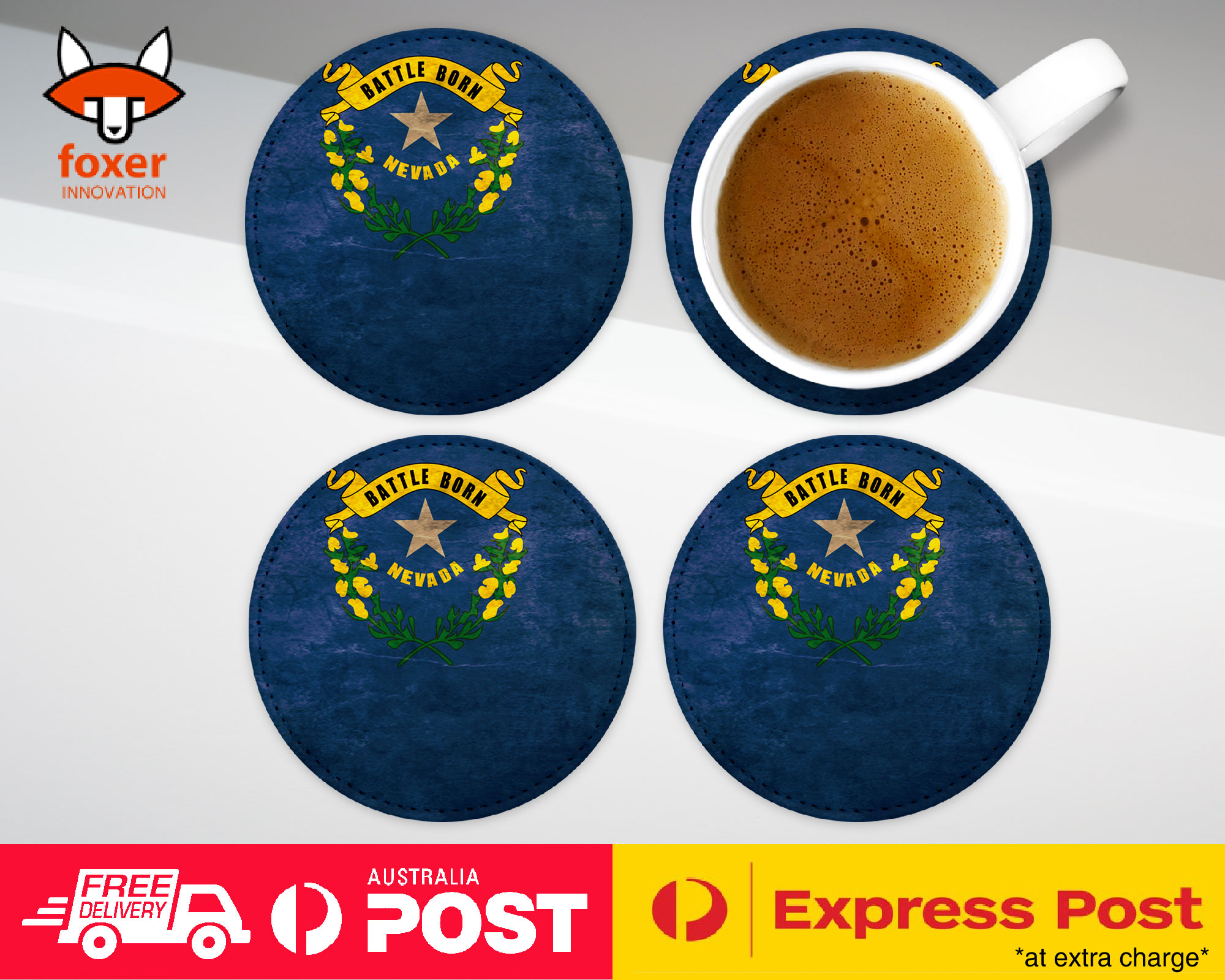 COASTER COFFEE DRINKING MAT|NEVADA US AMERICAN STATE FLAG