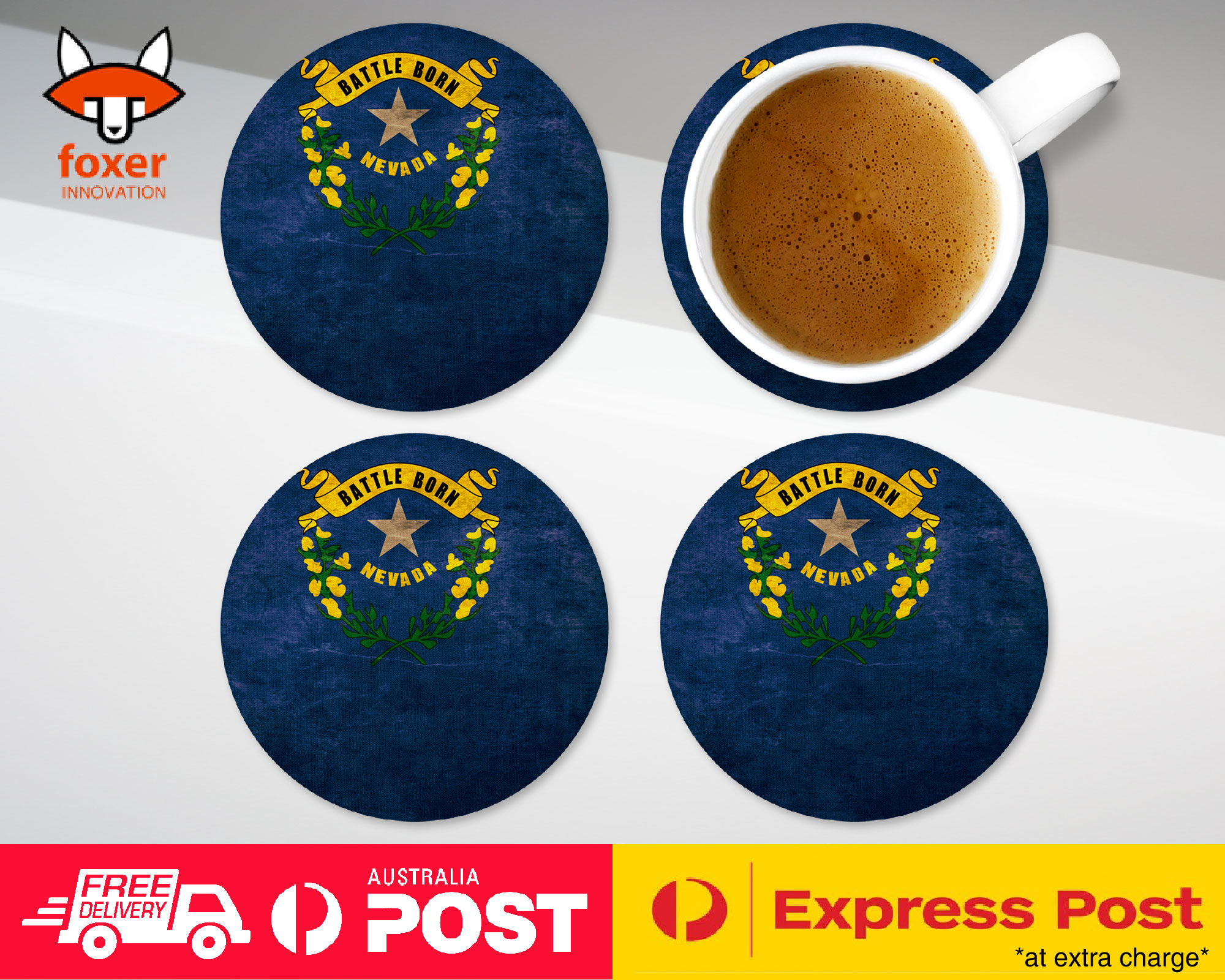 COASTER COFFEE DRINKING MAT|NEVADA US AMERICAN STATE FLAG