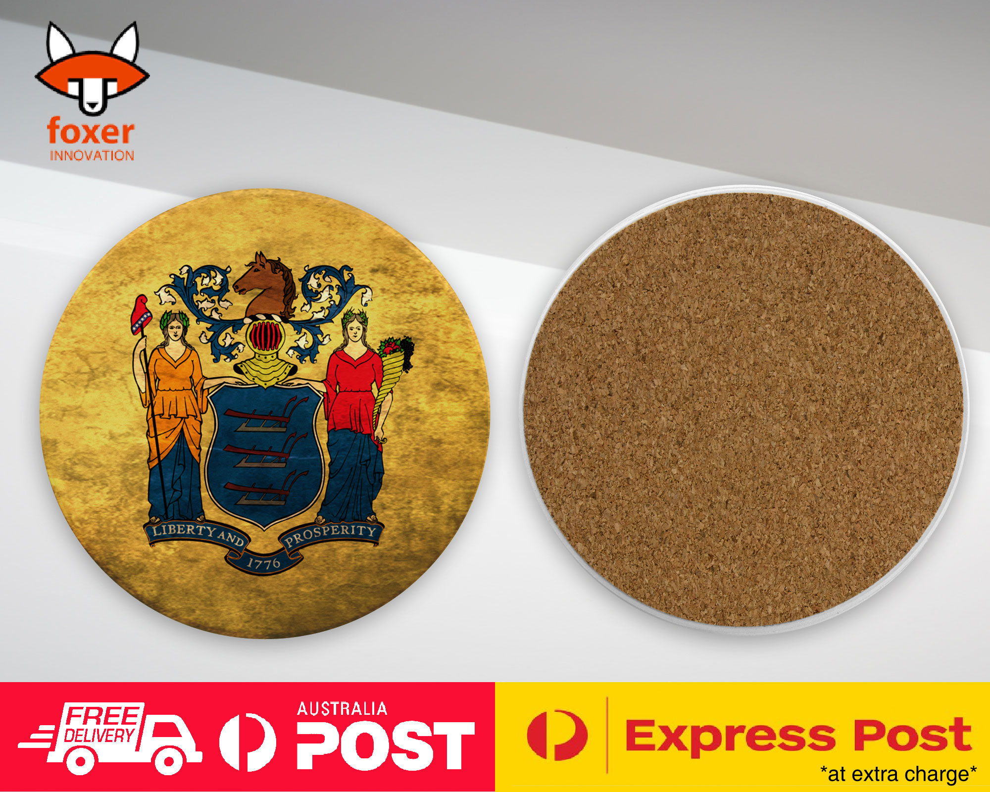 COASTER COFFEE DRINKING MAT|NEW JERSEY US AMERICAN STATE FLAG