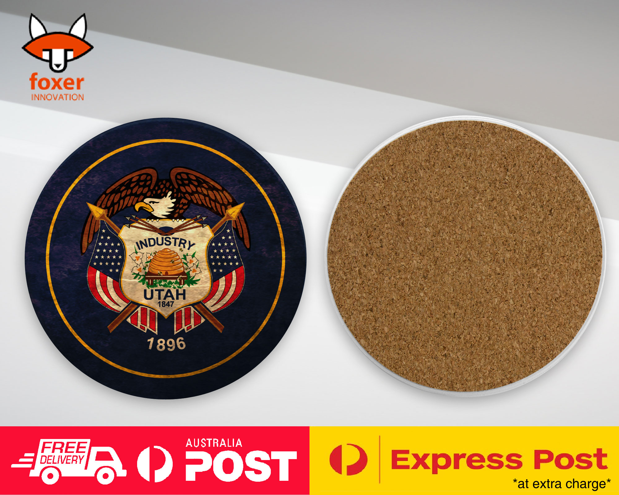 COASTER COFFEE DRINKING MAT|UTAH US AMERICAN STATE FLAG