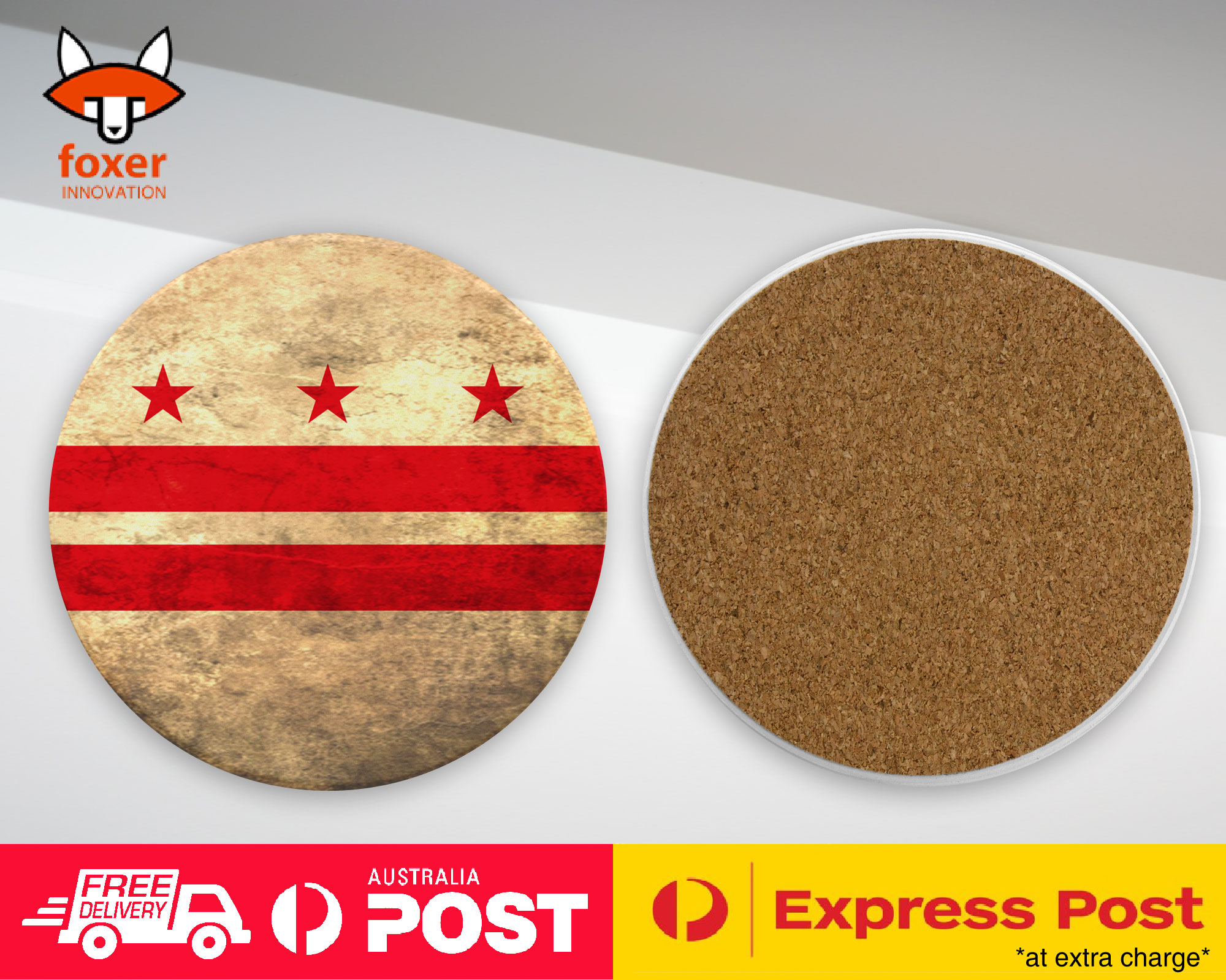 COASTER COFFEE DRINKING MAT|WASHINGTON DC US STATE FLAG